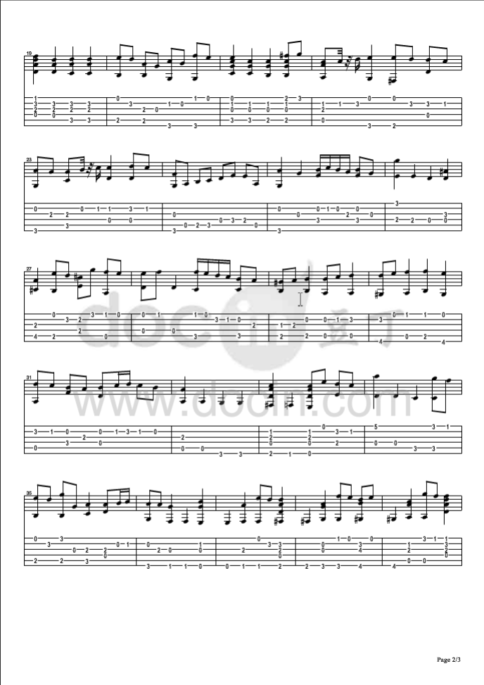 Bach Air On A G String吉他指弹谱