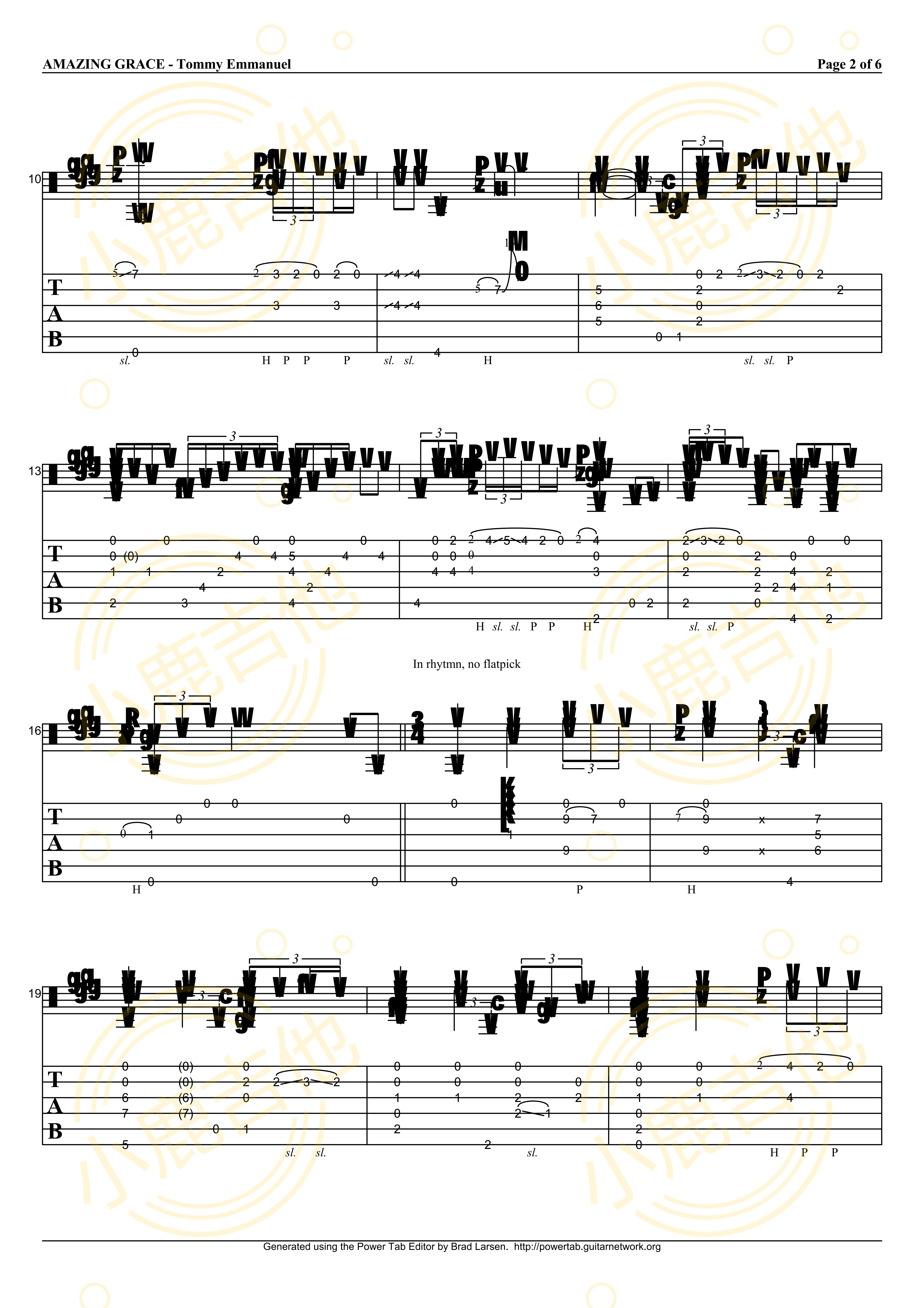Tommy Emmanuel Amazing Grace吉他谱 指弹六线谱