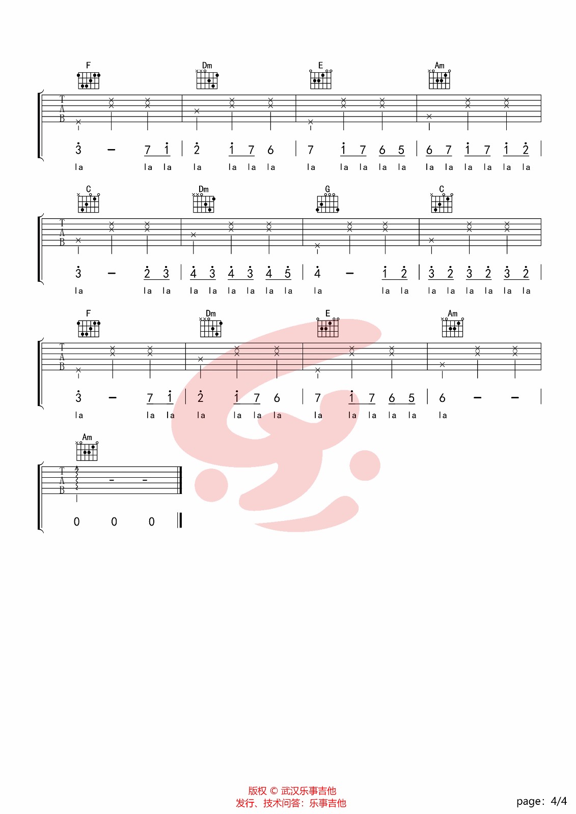 Dilan Ekinci Bana Ellerini Ver吉他谱C调 乐事吉他弹唱六线谱