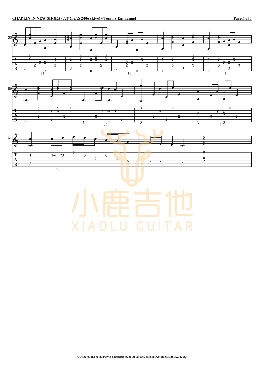 Tommy Emmanuel Chaplin In New Shoes吉他谱 指弹六线谱