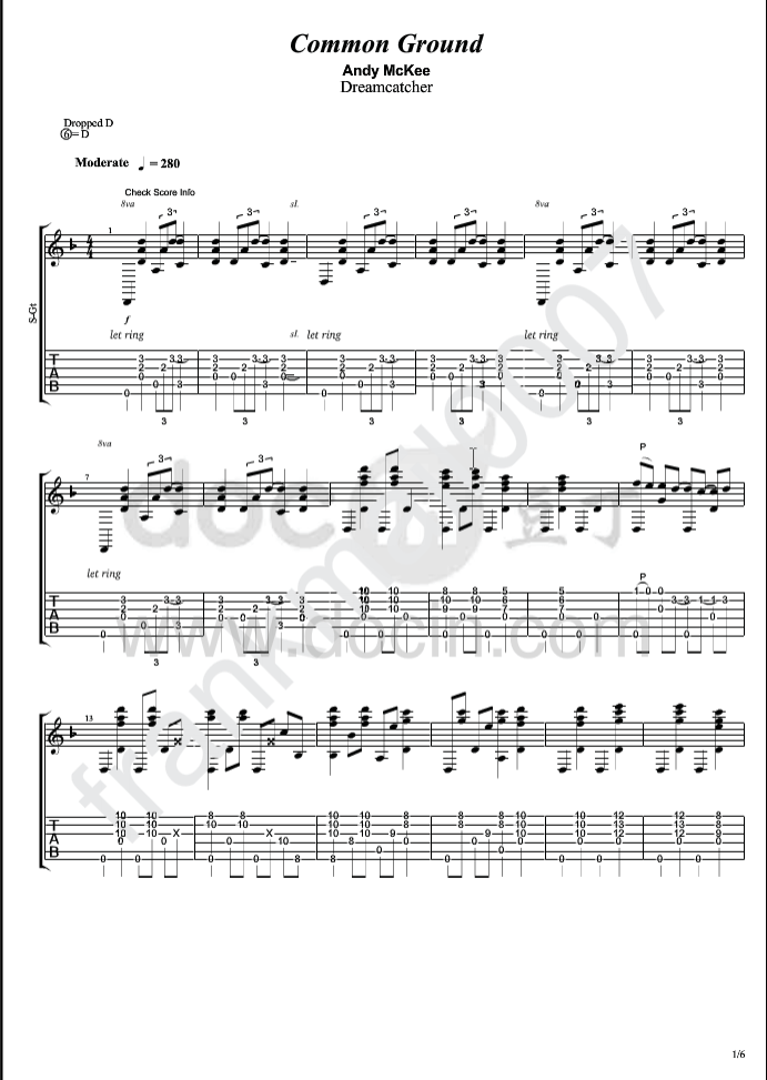 Andy Mckee Common Ground吉他谱 指弹六线谱