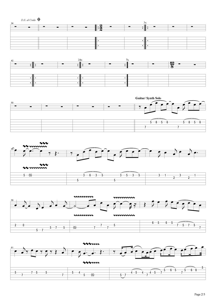 Led Zeppelin Fool In The Rain指弹谱 原调六线谱简单版