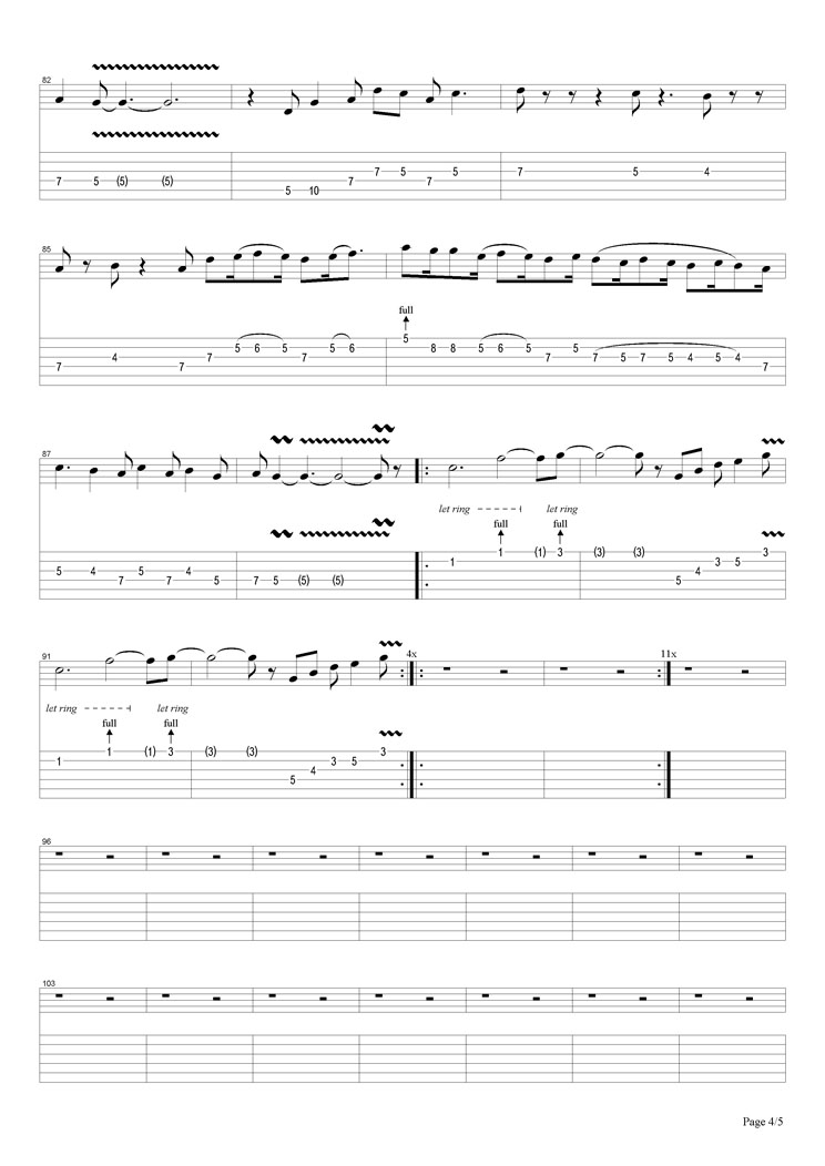 Led Zeppelin Fool In The Rain指弹谱 原调六线谱简单版