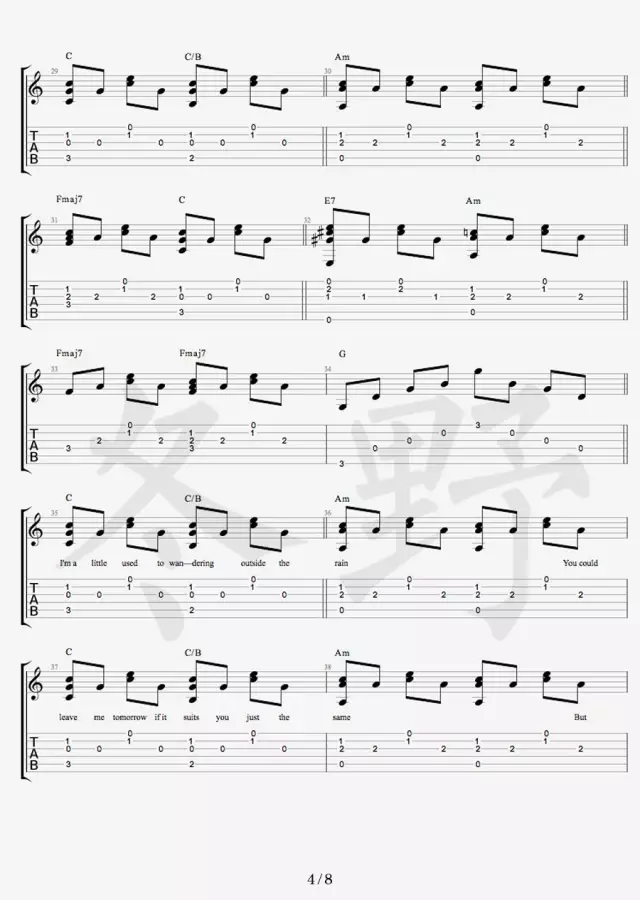 Daniel Powter Free Loop吉他谱 指弹六线谱