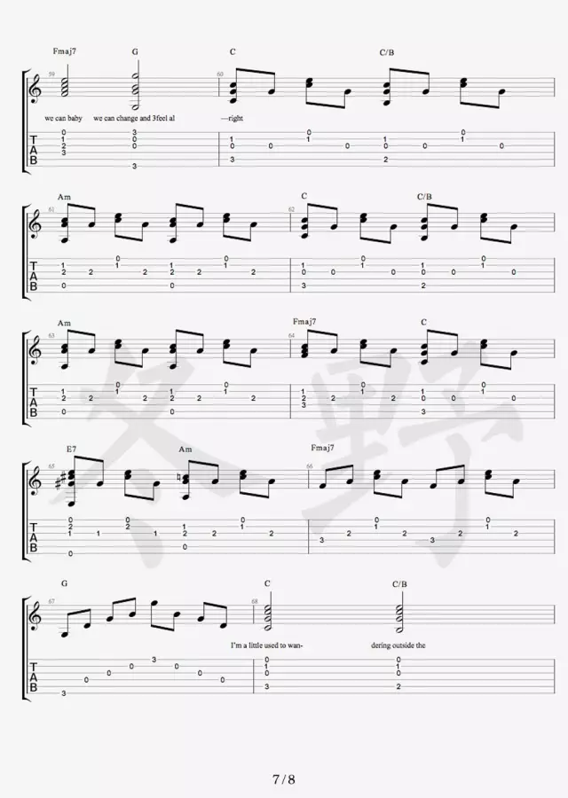 Daniel Powter Free Loop吉他谱 指弹六线谱