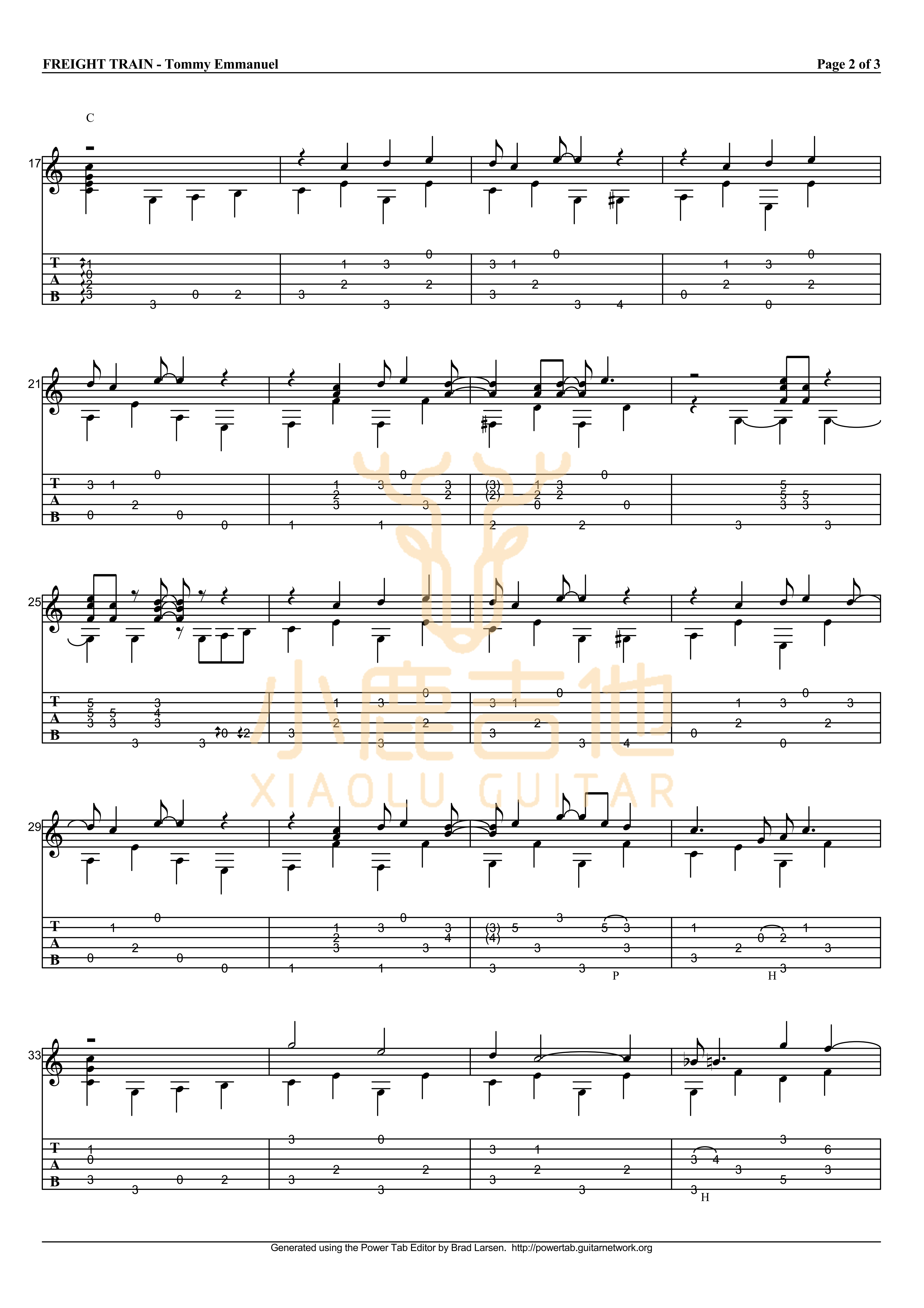 Tommy Emmanuel Freight Train吉他谱 指弹六线谱