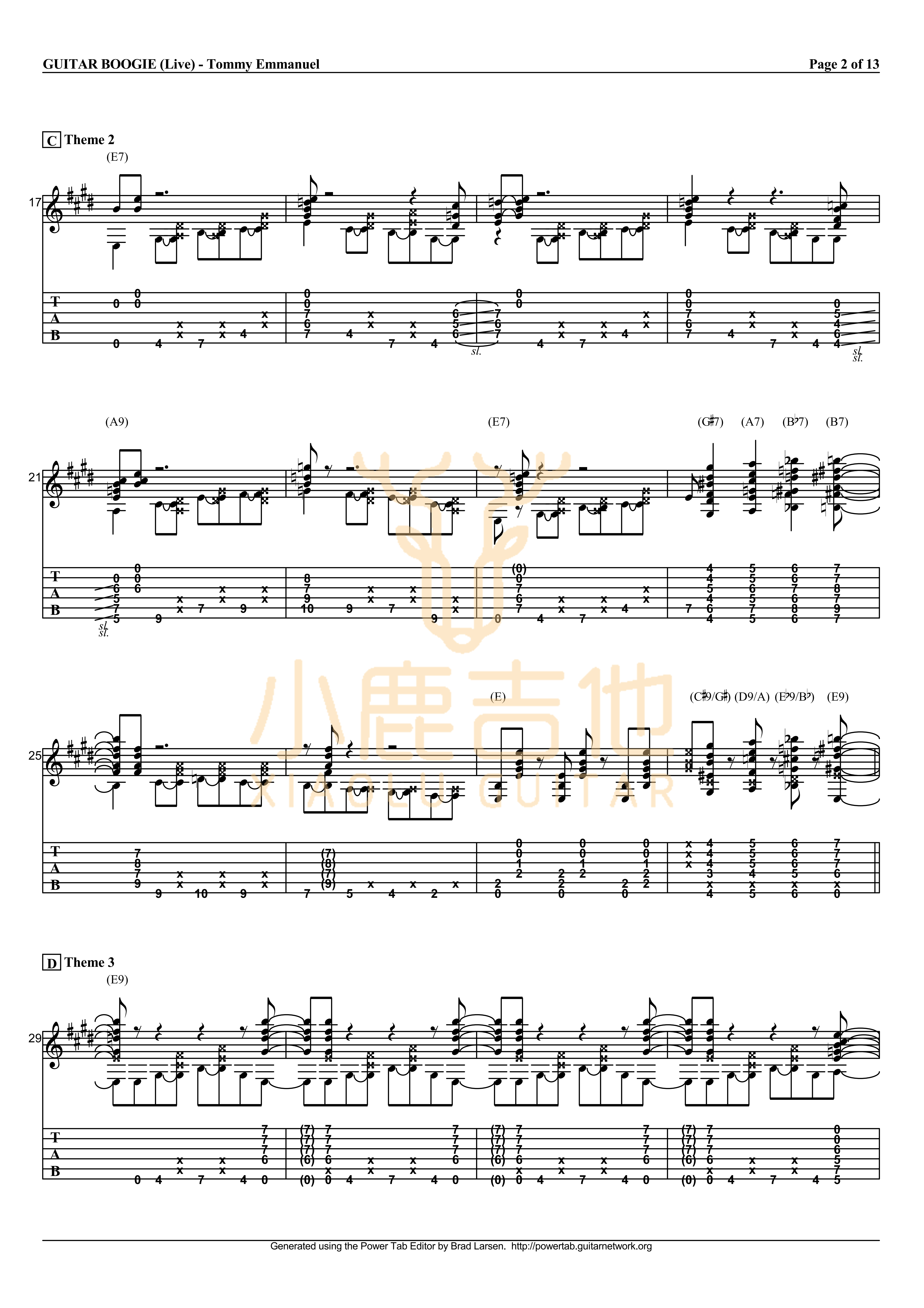 Tommy Emmanuel Guitar Boogie吉他谱 指弹六线谱