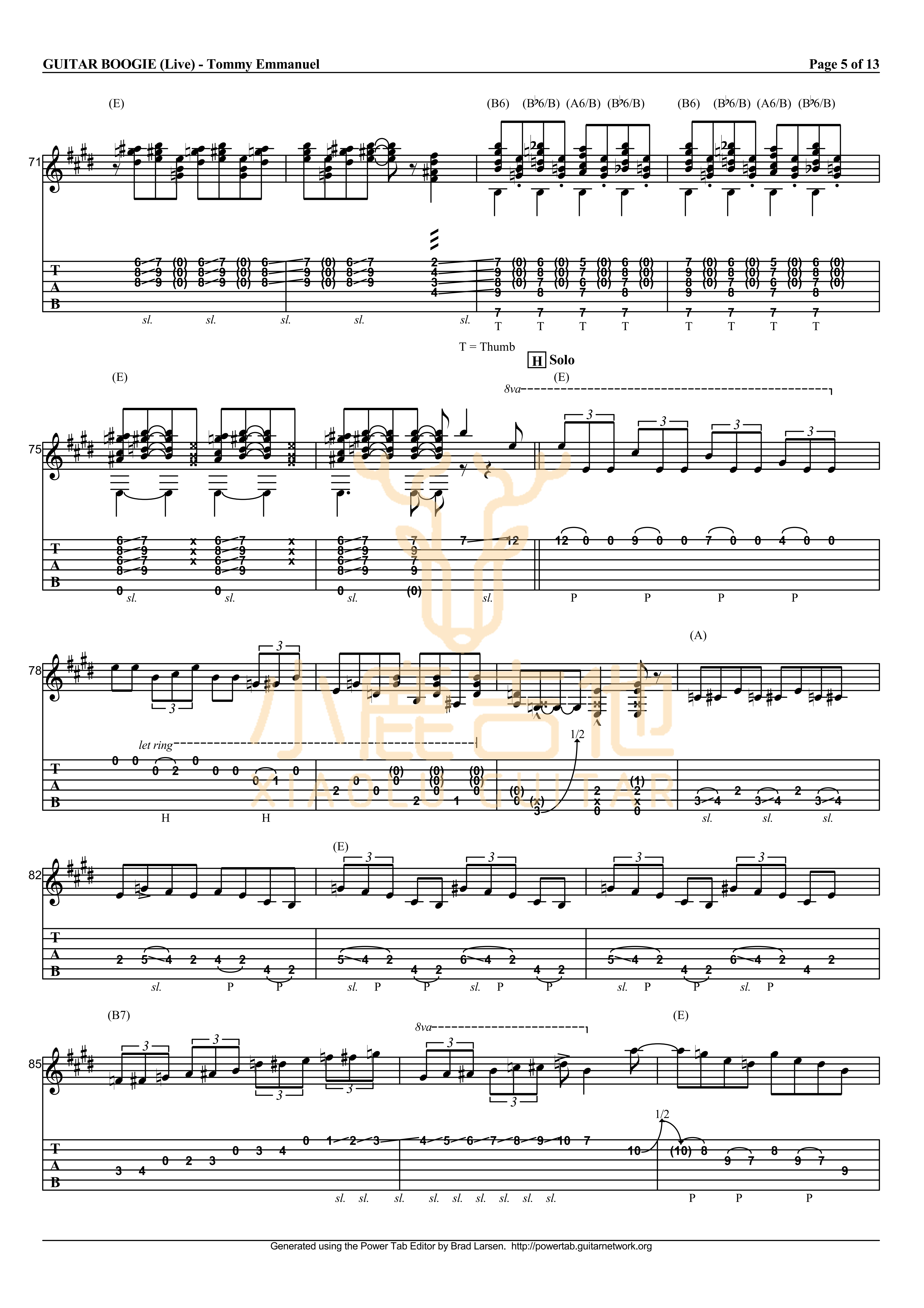 Tommy Emmanuel Guitar Boogie吉他谱 指弹六线谱