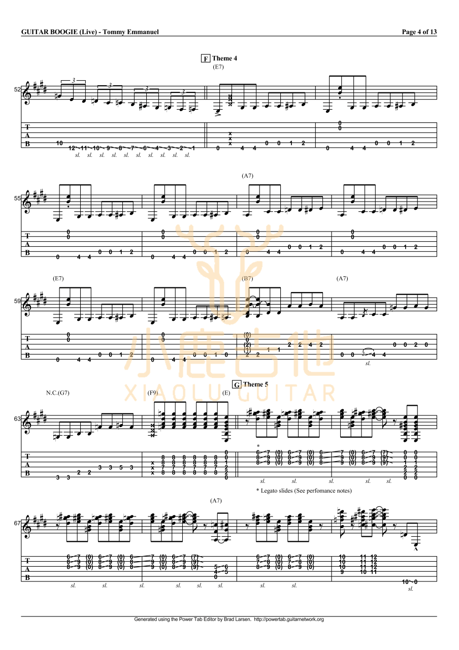 Tommy Emmanuel Guitar Boogie吉他谱 指弹六线谱