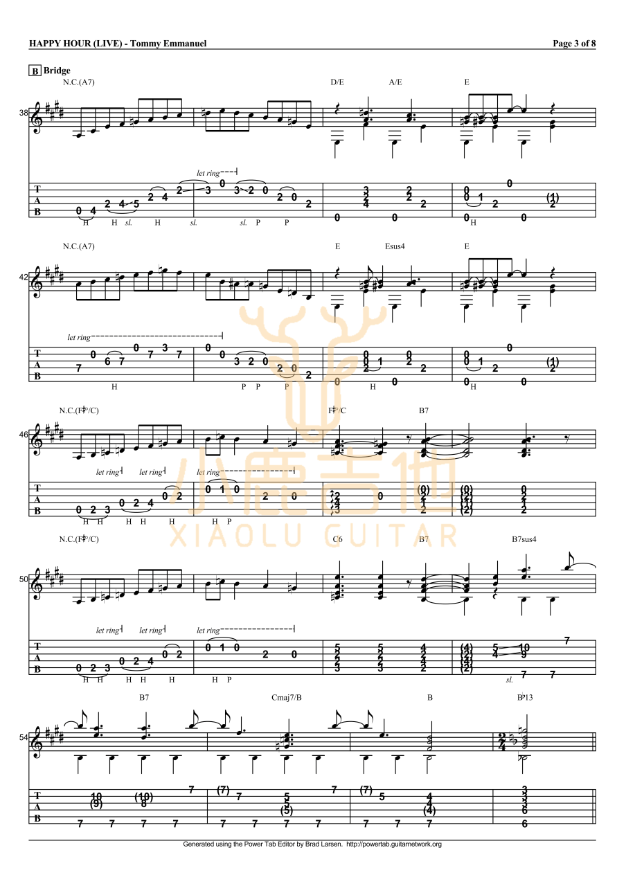 Tommy Emmanuel Happy Hour吉他谱 指弹六线谱