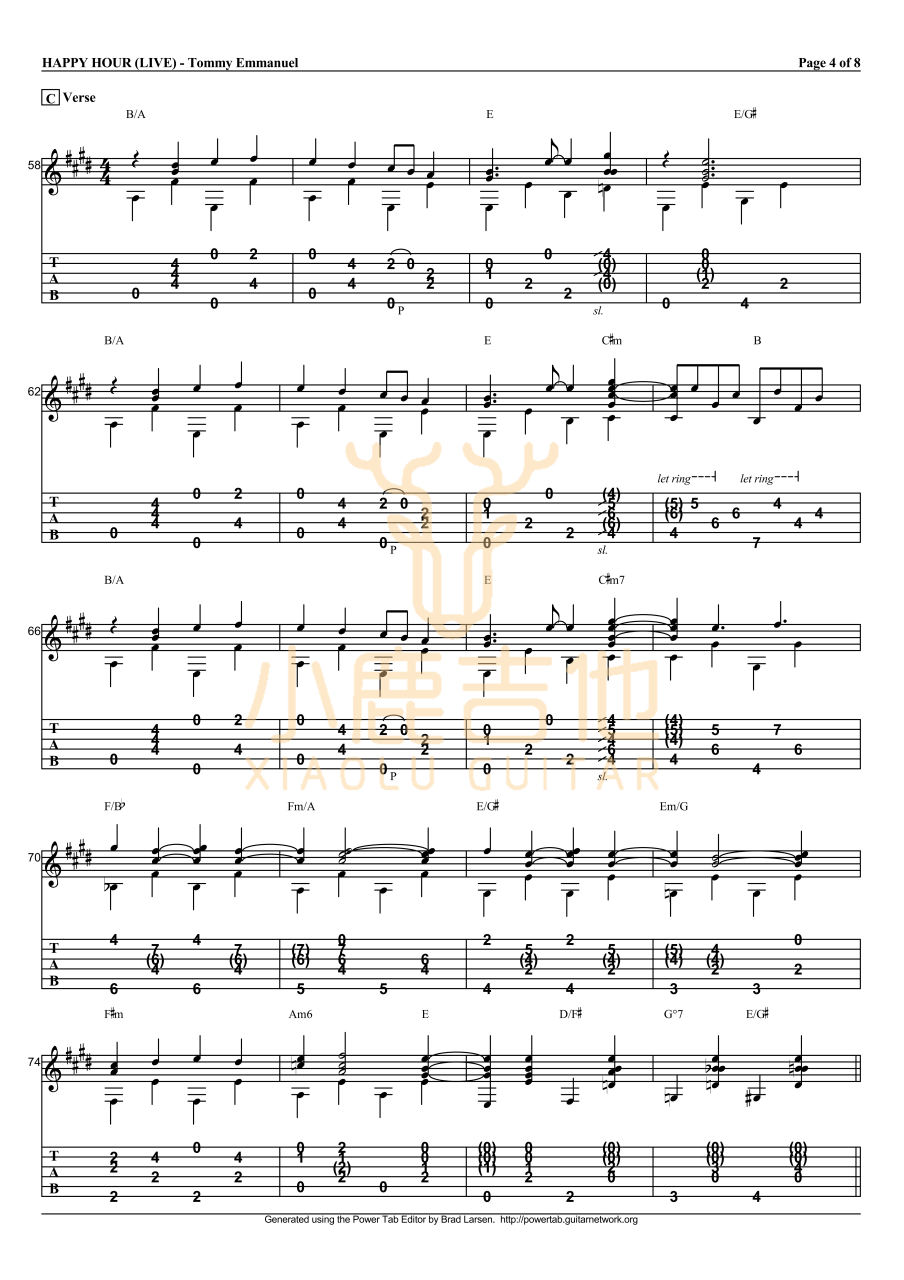 Tommy Emmanuel Happy Hour吉他谱 指弹六线谱