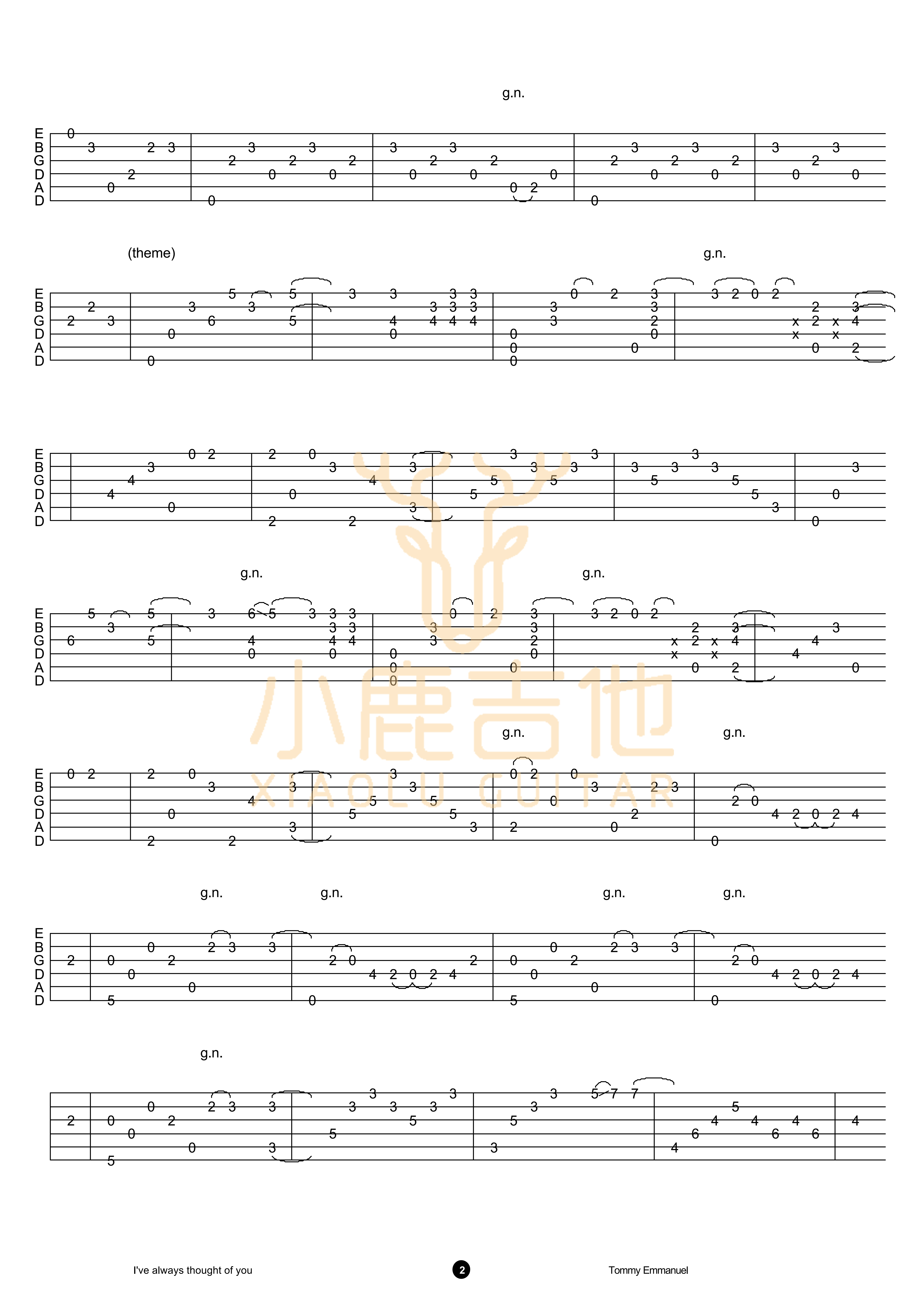 Tommy Emmanuel I Have Always Thought Of You吉他谱 指弹六线谱