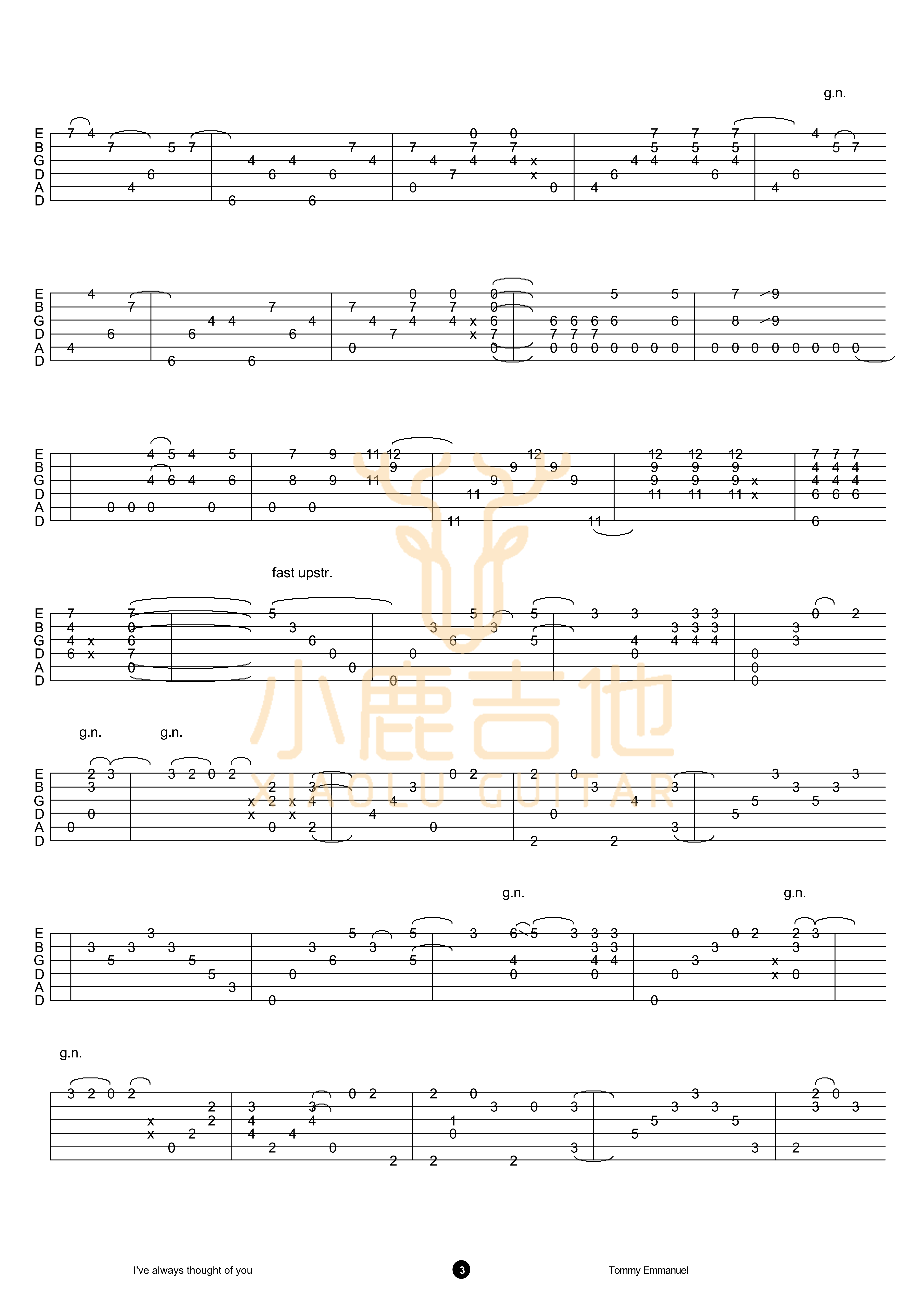 Tommy Emmanuel I Have Always Thought Of You吉他谱 指弹六线谱