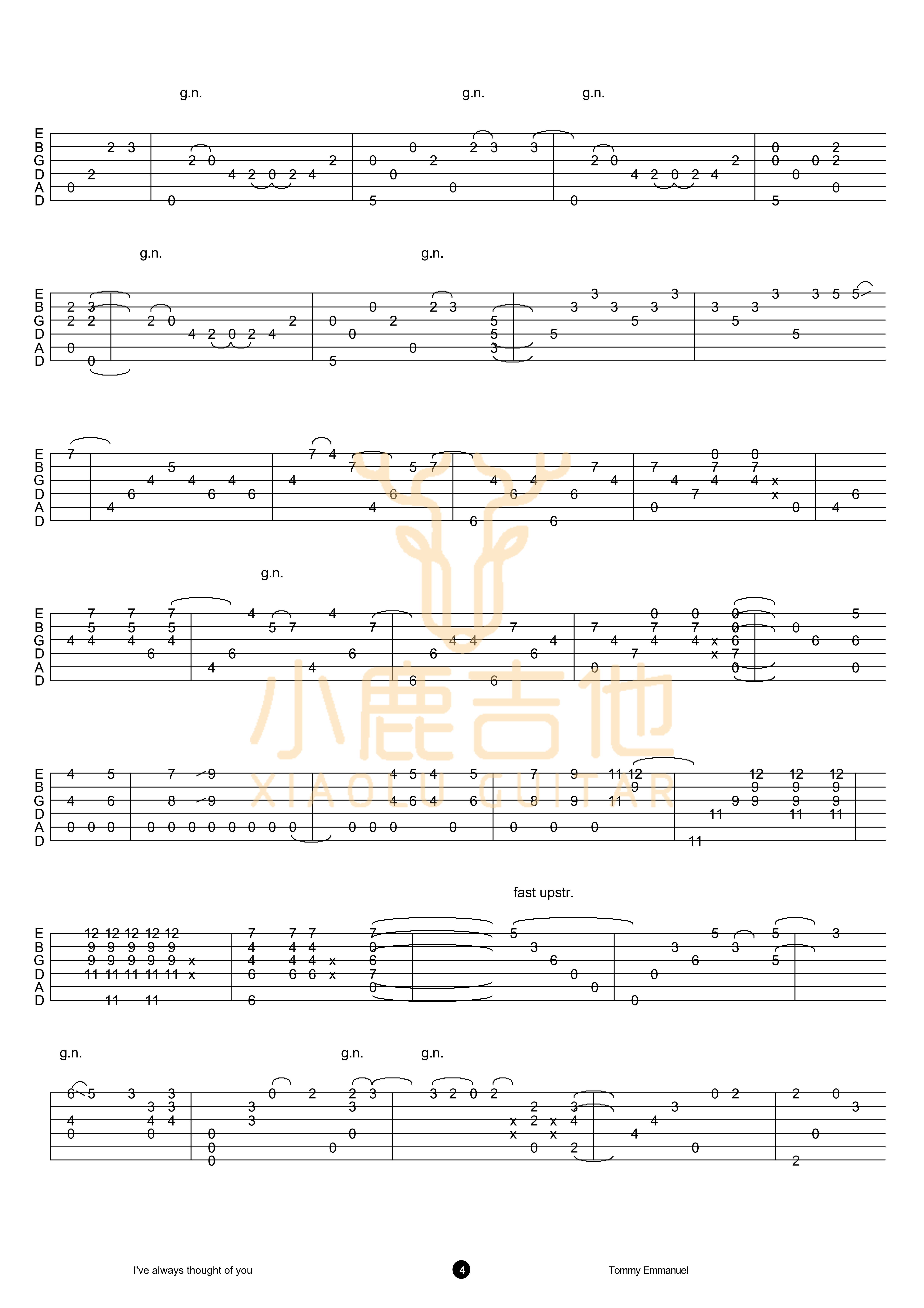 Tommy Emmanuel I Have Always Thought Of You吉他谱 指弹六线谱