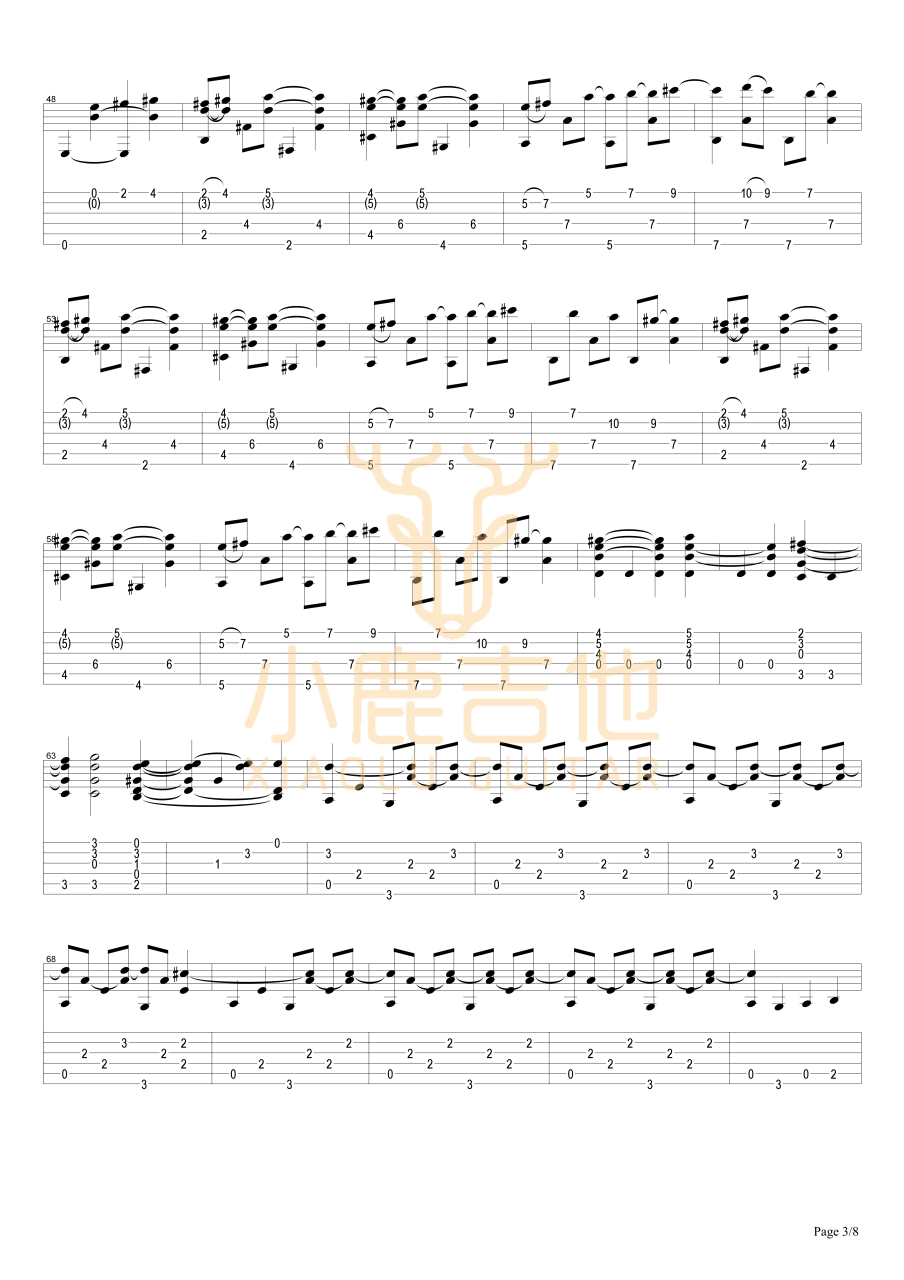 Tommy Emmanuel Locomotivation吉他谱 指弹六线谱