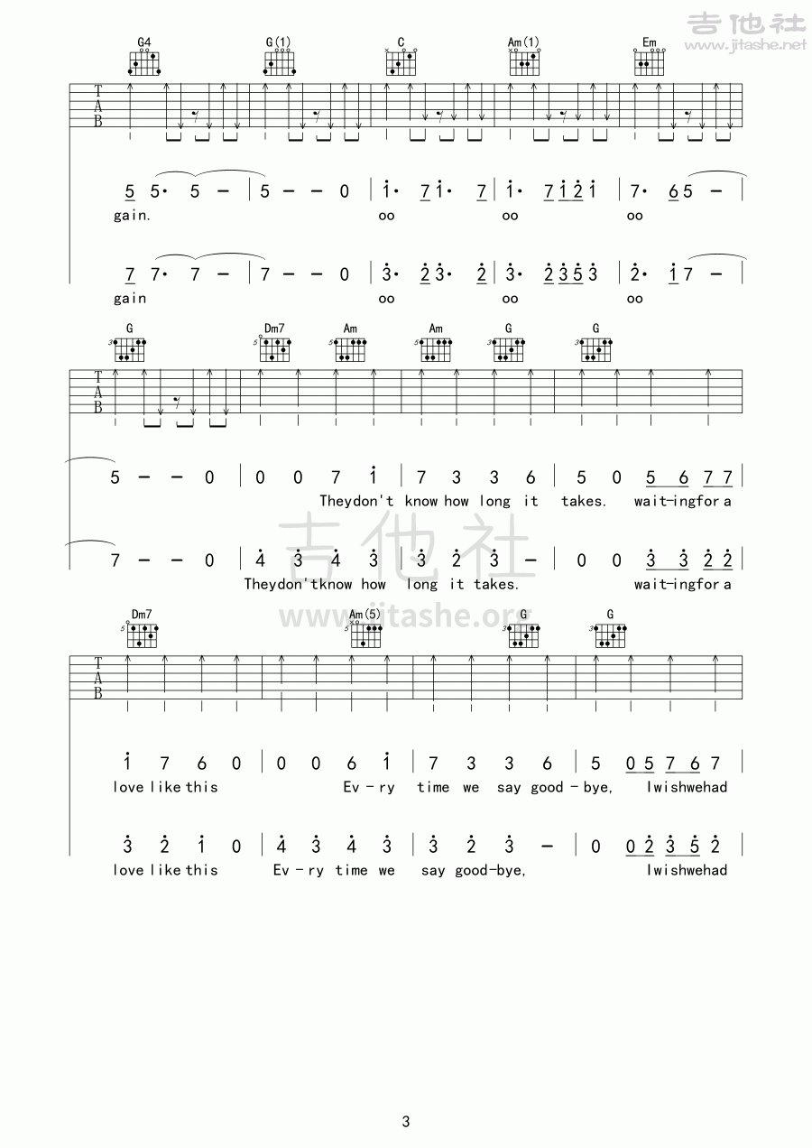 Jason Mraz Lucky吉他谱C调 弹唱六线谱