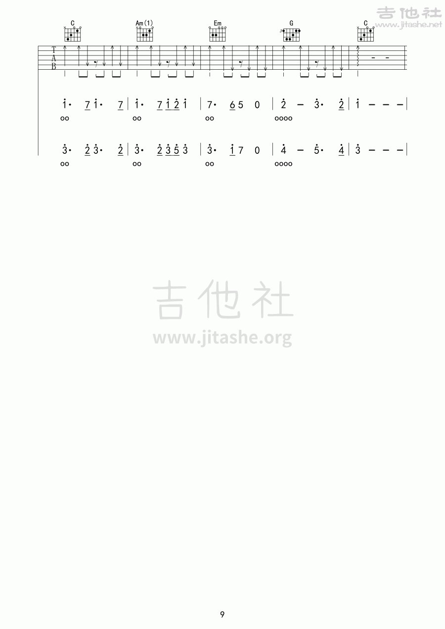 Jason Mraz Lucky吉他谱C调 弹唱六线谱