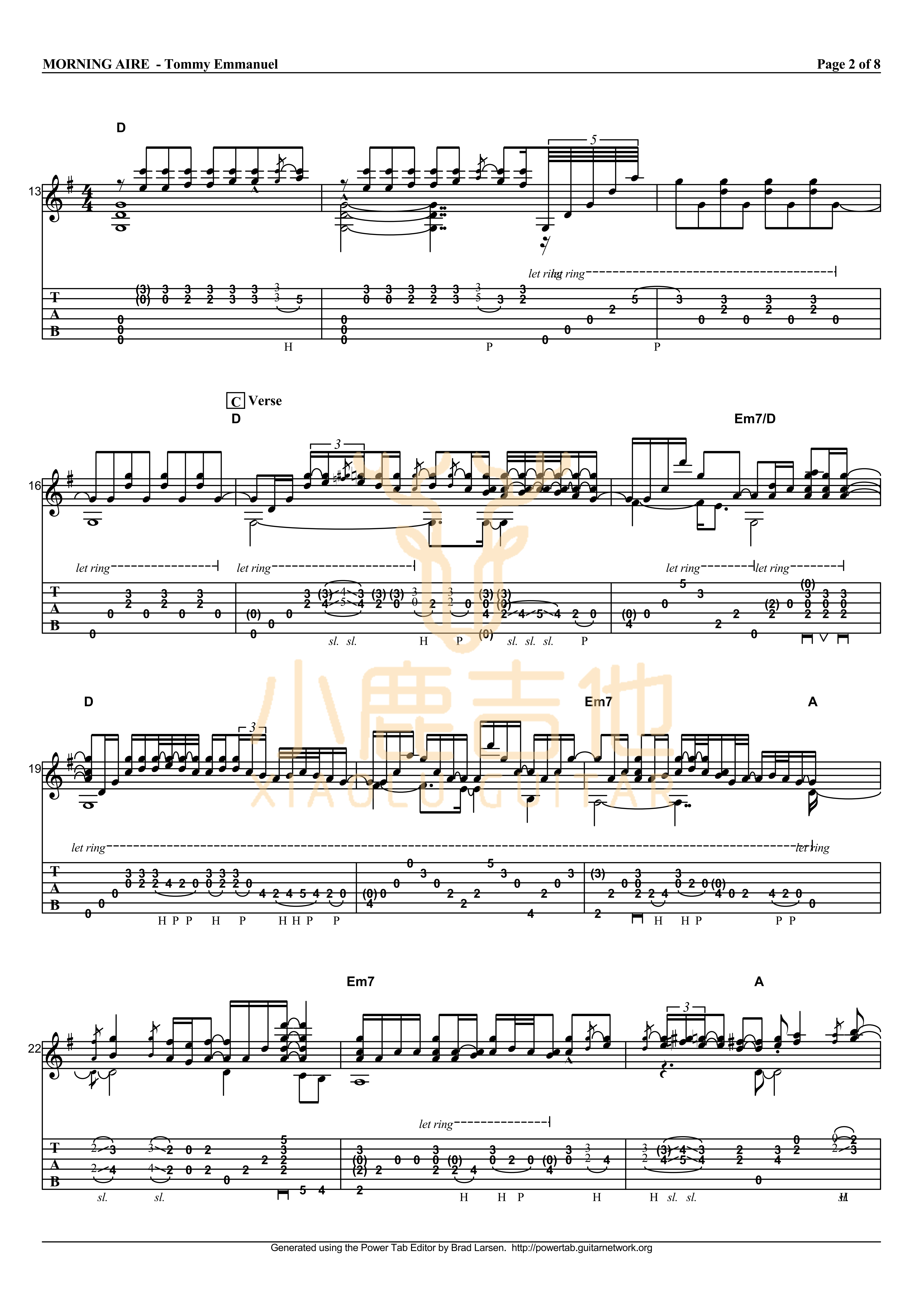 Tommy Emmanuel Morning Aire吉他谱 指弹六线谱