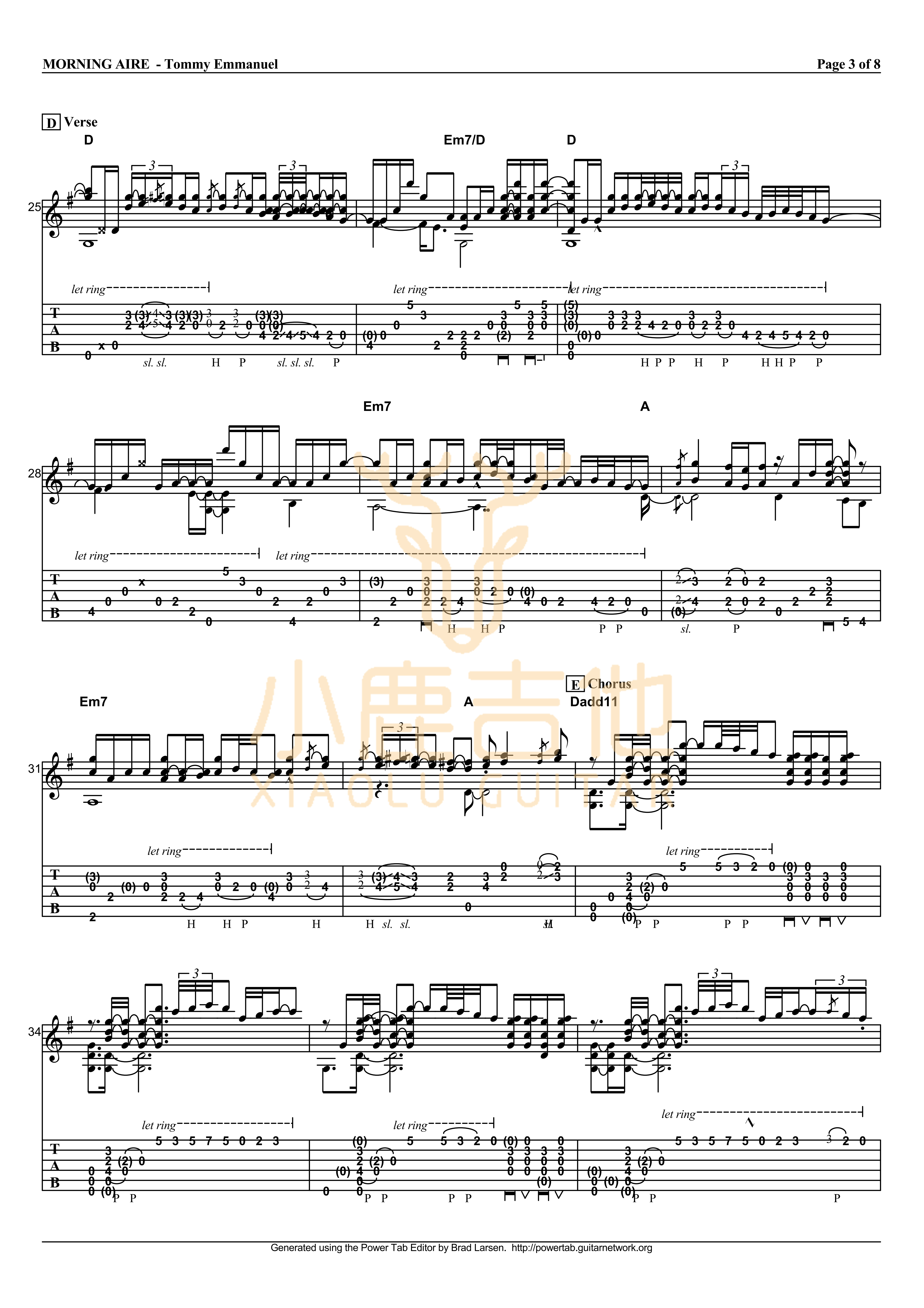 Tommy Emmanuel Morning Aire吉他谱 指弹六线谱