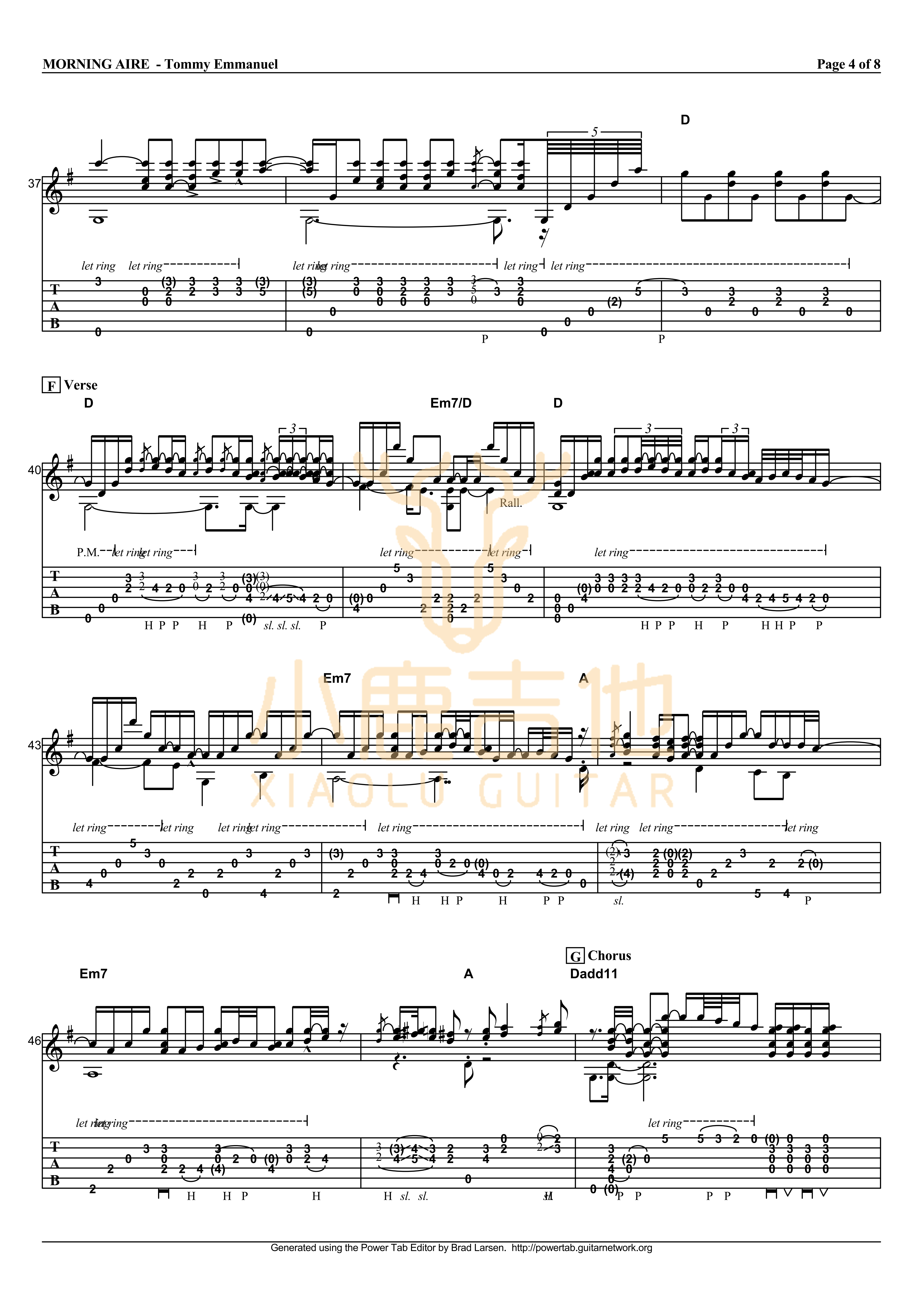 Tommy Emmanuel Morning Aire吉他谱 指弹六线谱