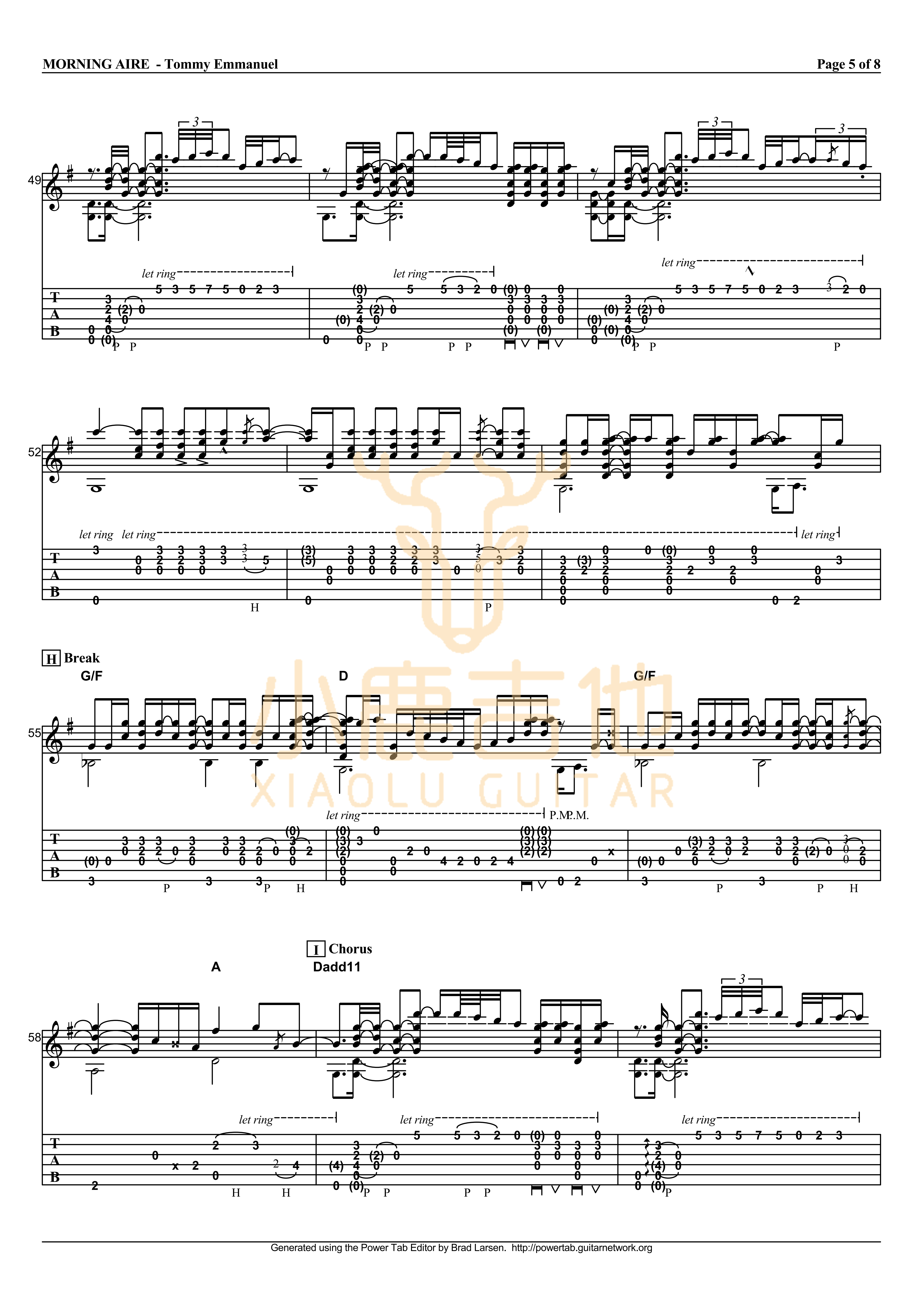 Tommy Emmanuel Morning Aire吉他谱 指弹六线谱