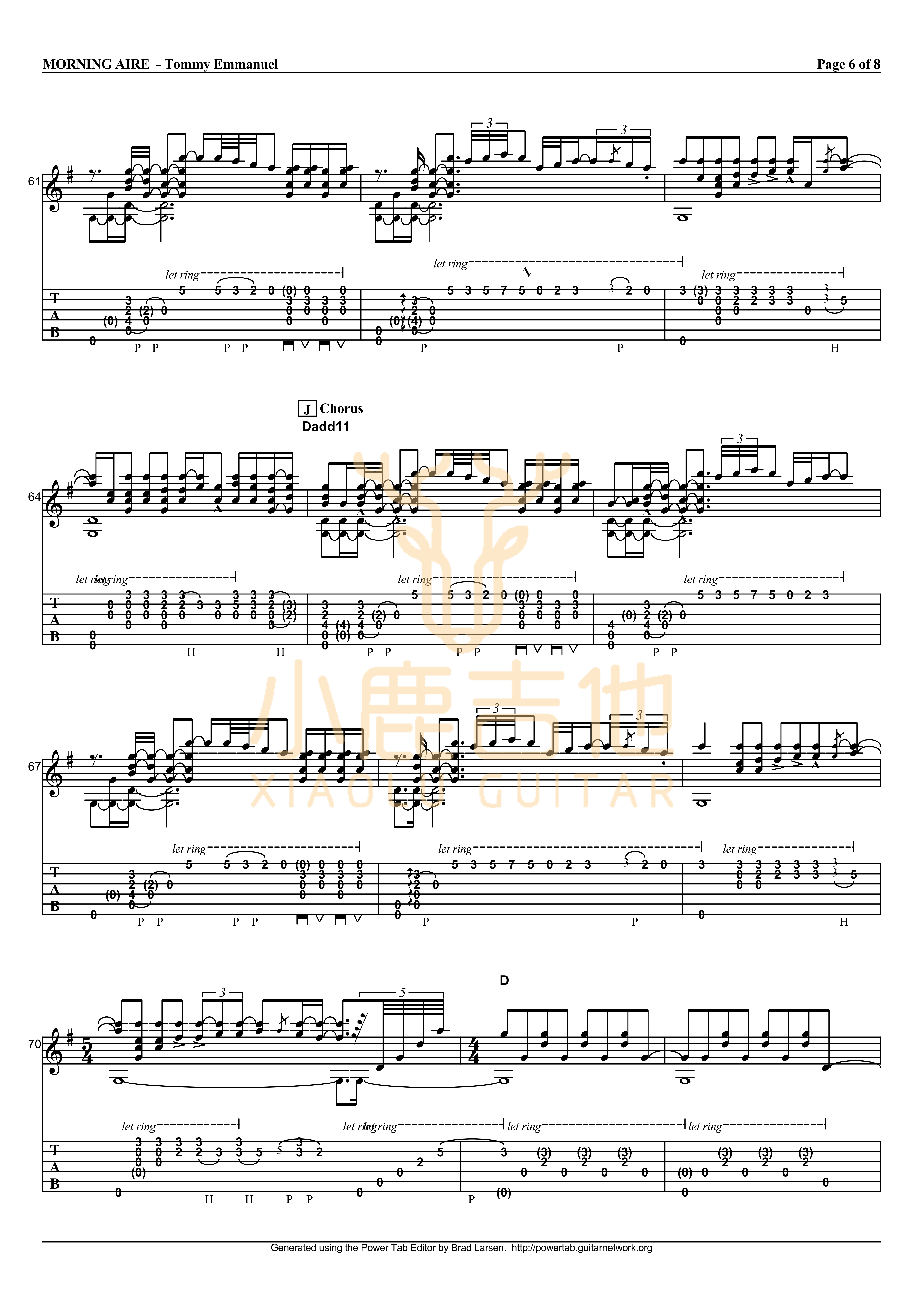 Tommy Emmanuel Morning Aire吉他谱 指弹六线谱
