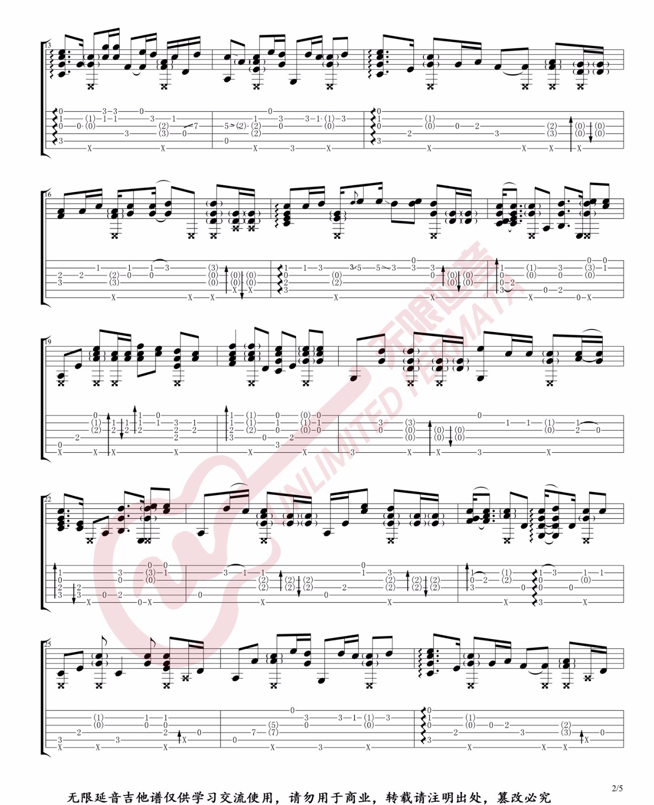 Andrew Foy One Call Away吉他谱 指弹六线谱