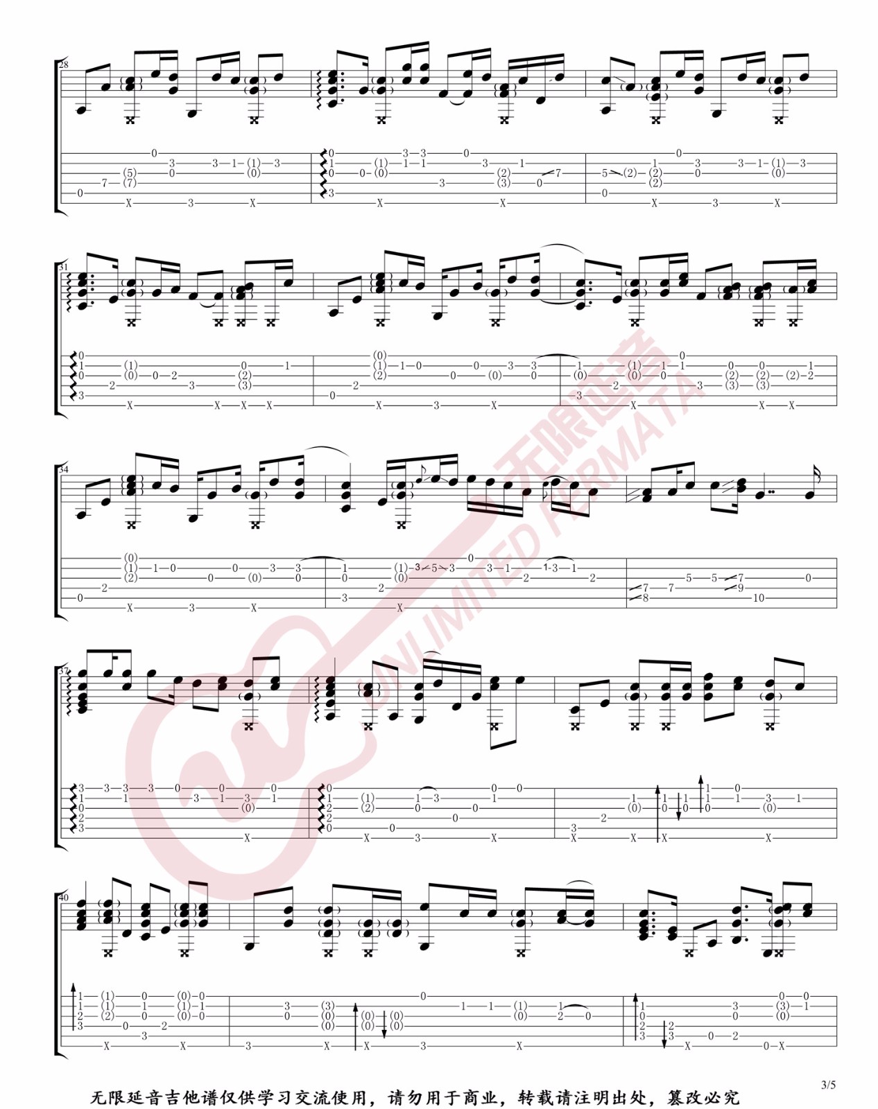 Andrew Foy One Call Away吉他谱 指弹六线谱