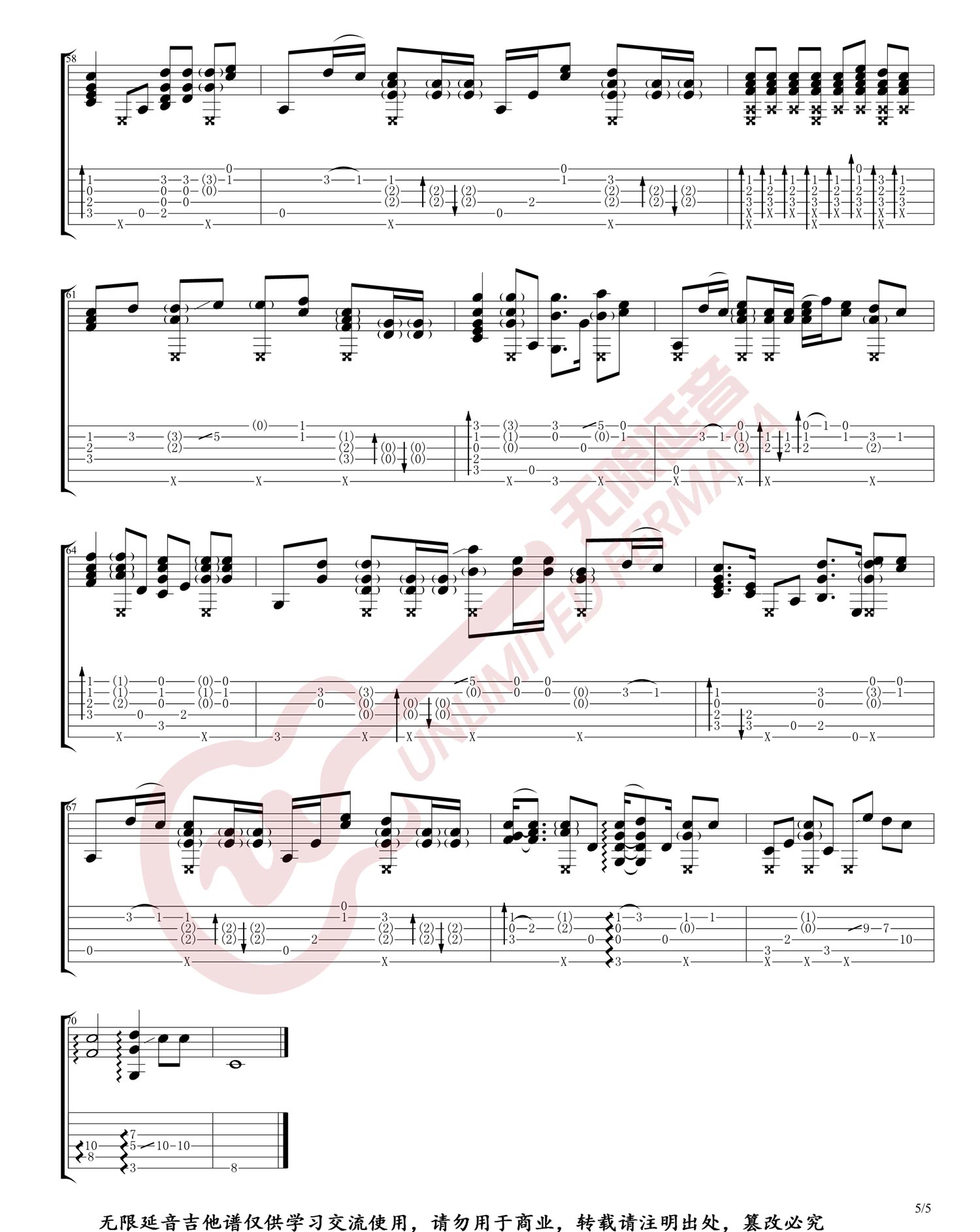 Andrew Foy One Call Away吉他谱 指弹六线谱
