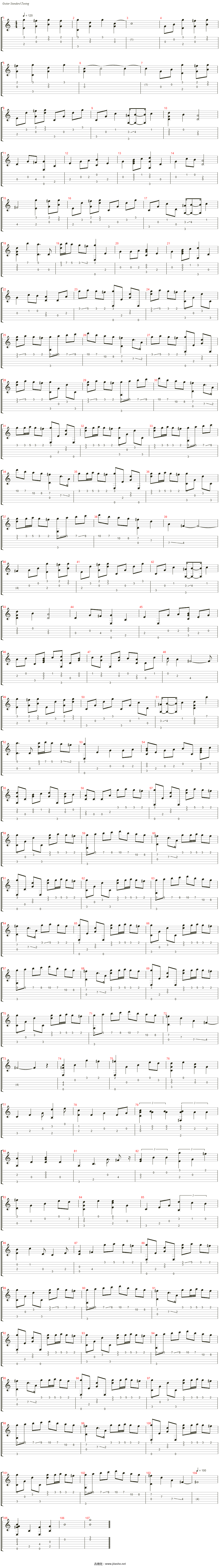 Yiruma River Flows In You吉他谱 指弹六线谱