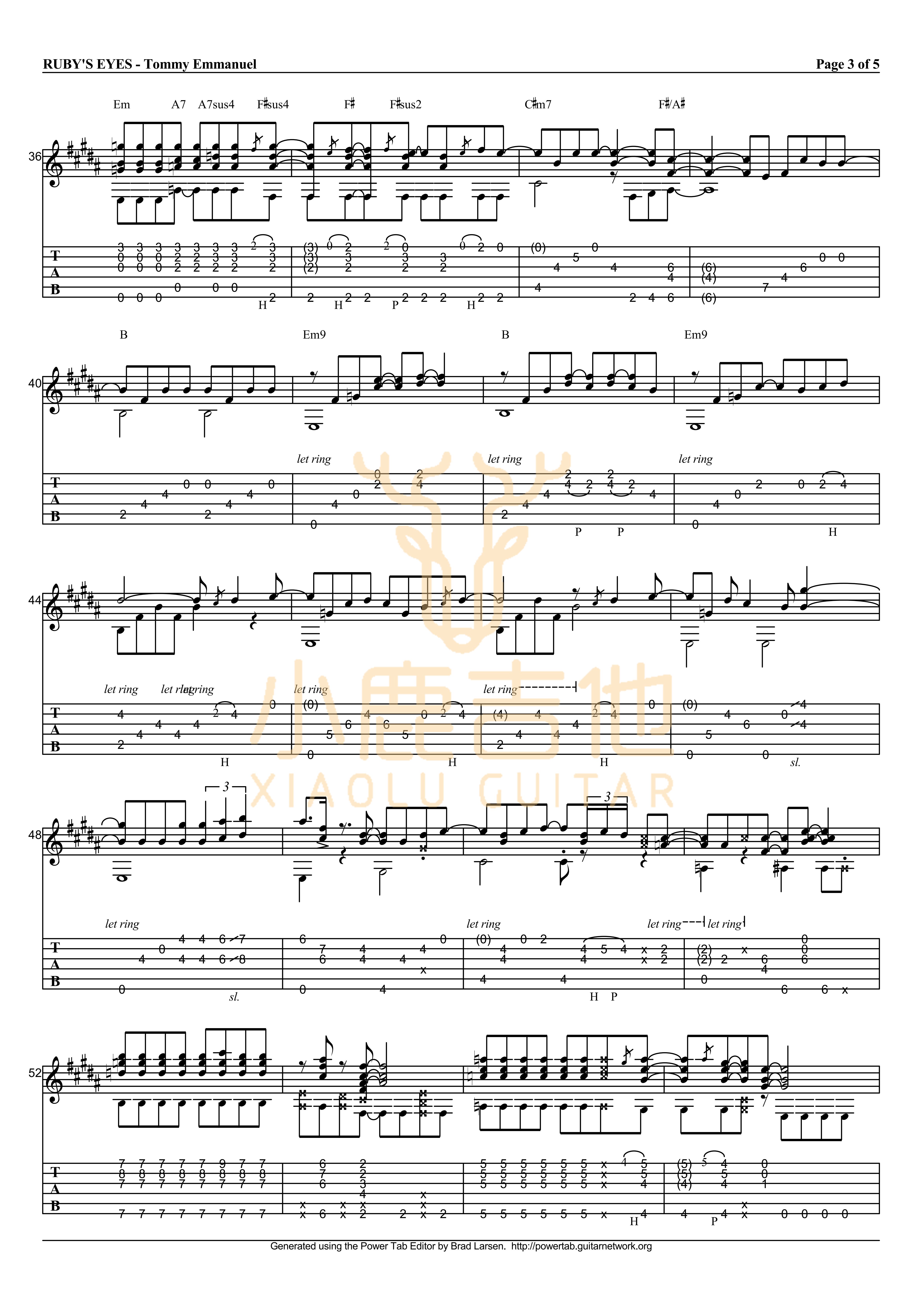 Tommy Emmanuel Rubys eyes吉他谱 指弹六线谱