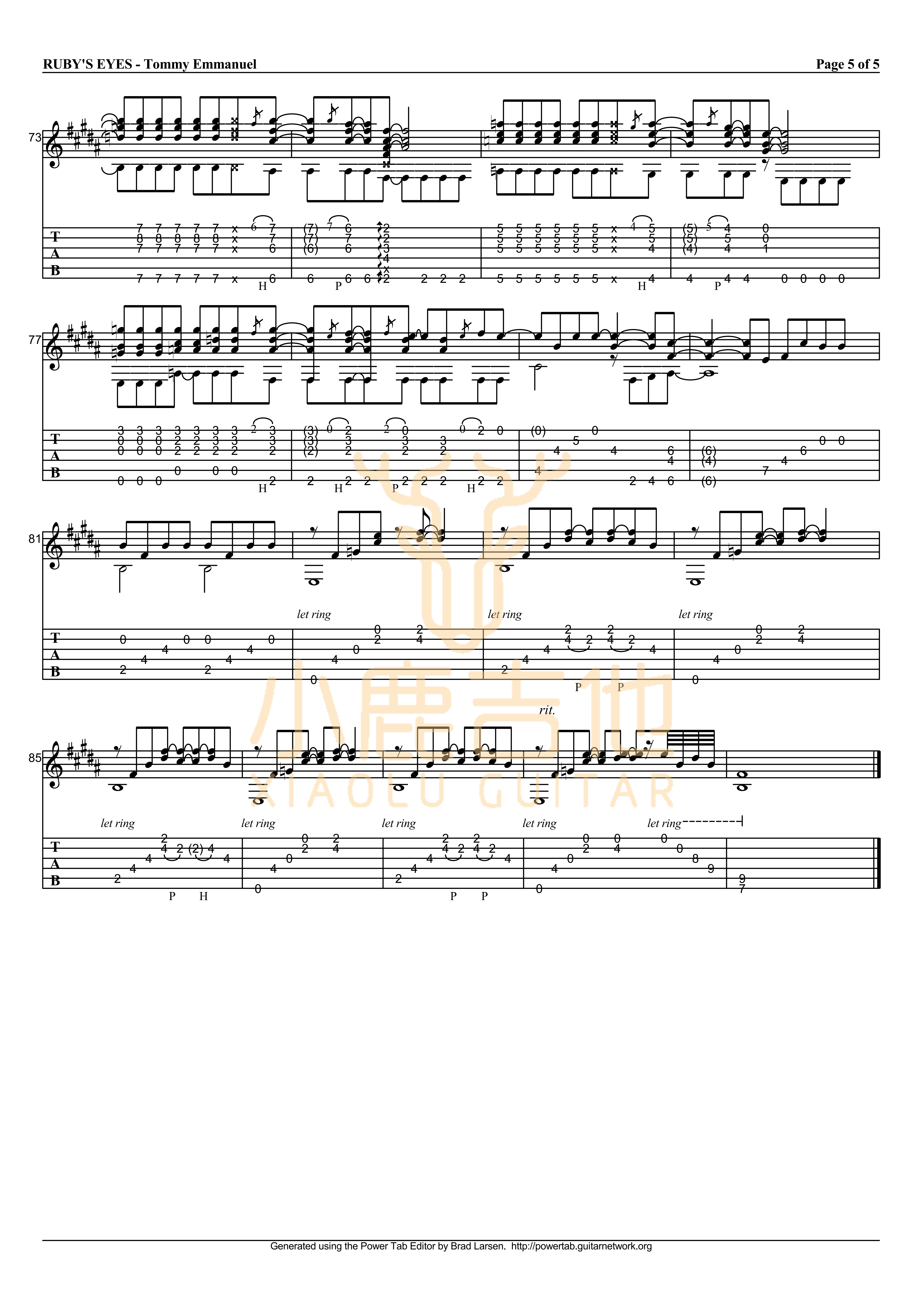 Tommy Emmanuel Rubys eyes吉他谱 指弹六线谱