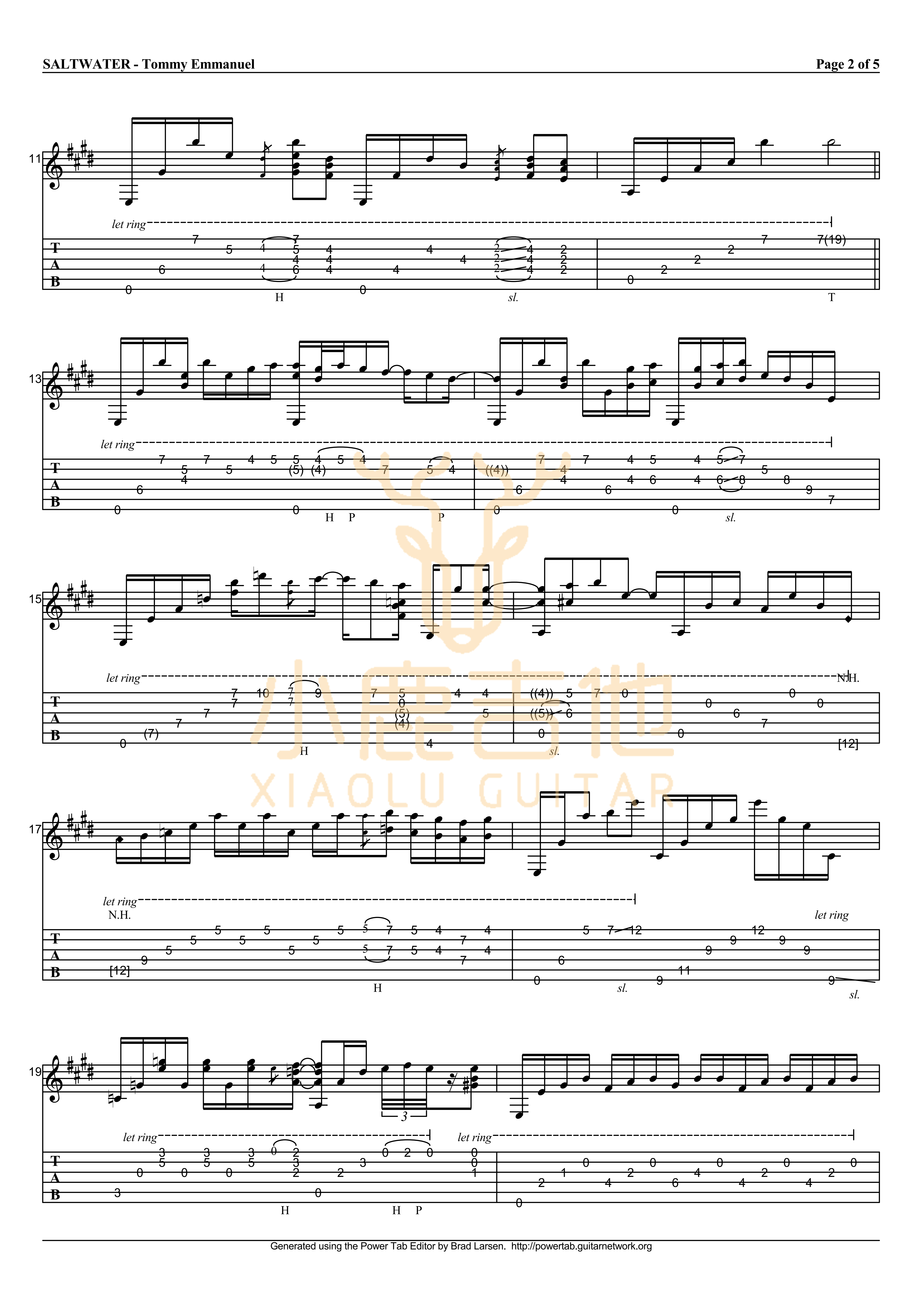 Tommy Emmanuel SALTWATER吉他谱 指弹六线谱