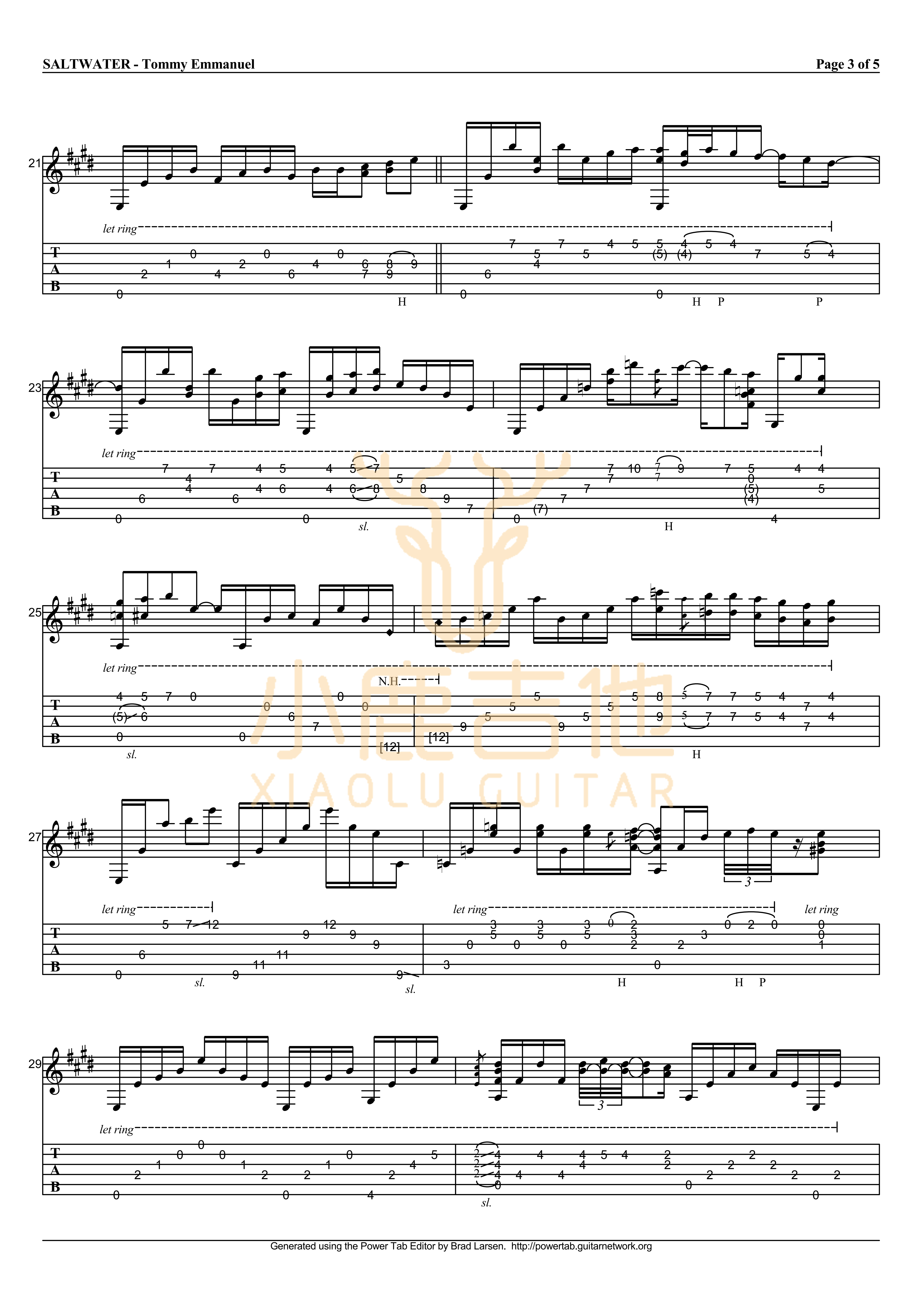 Tommy Emmanuel SALTWATER吉他谱 指弹六线谱