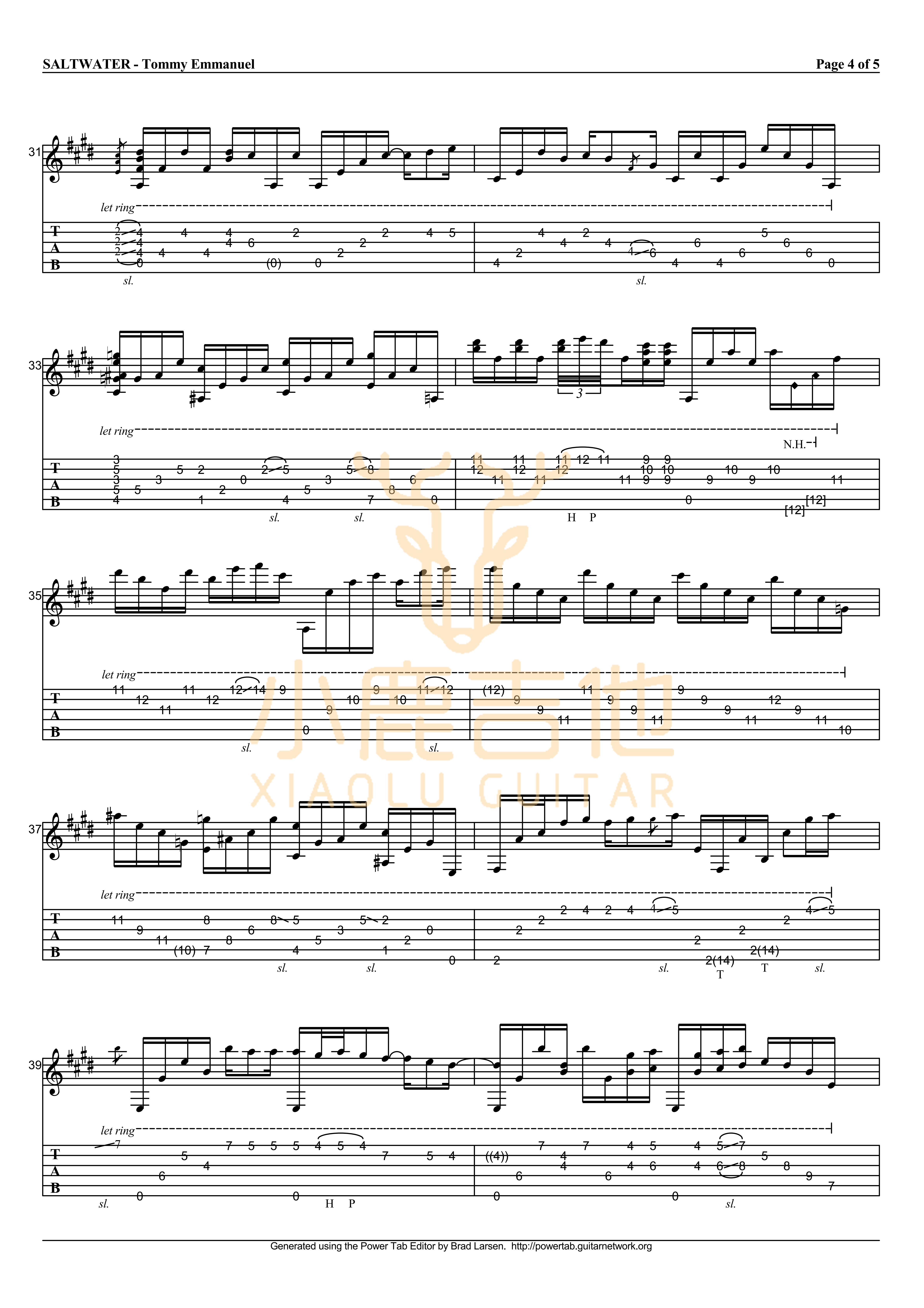 Tommy Emmanuel SALTWATER吉他谱 指弹六线谱