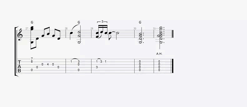 圣诞歌曲 Silent Night吉他谱 指弹六线谱