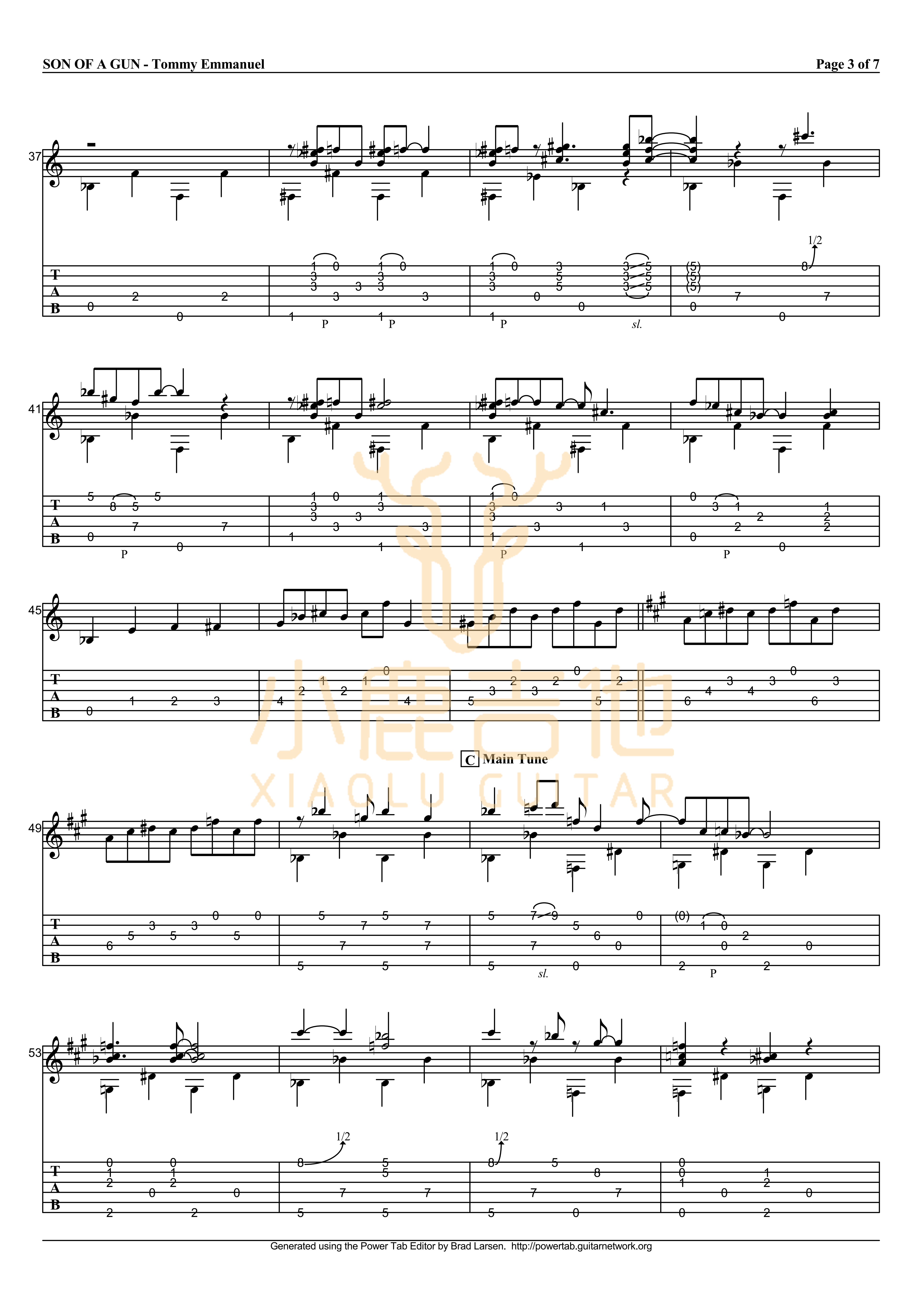 Tommy Emmanuel Son Of A Gun吉他谱 指弹六线谱