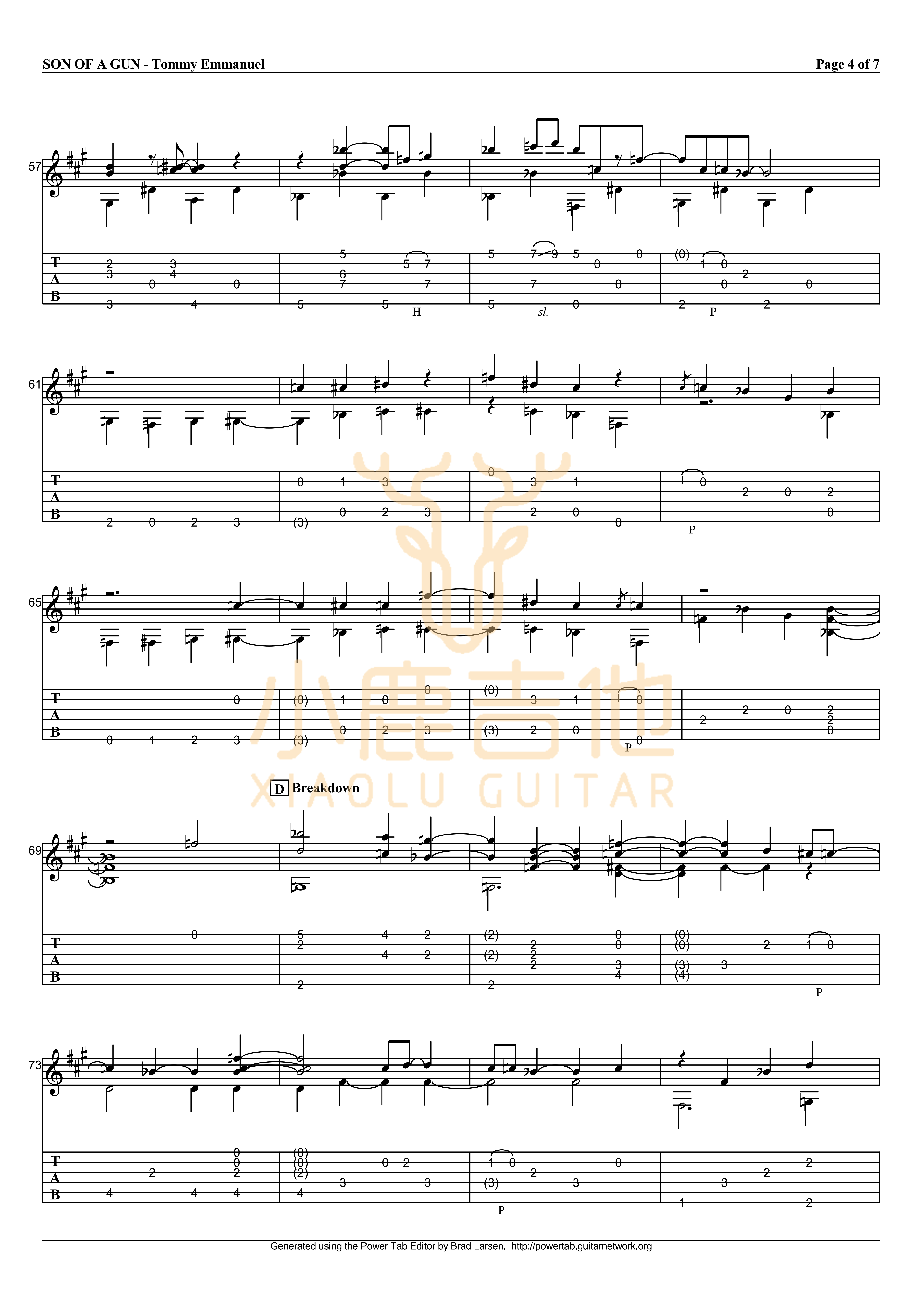 Tommy Emmanuel Son Of A Gun吉他谱 指弹六线谱