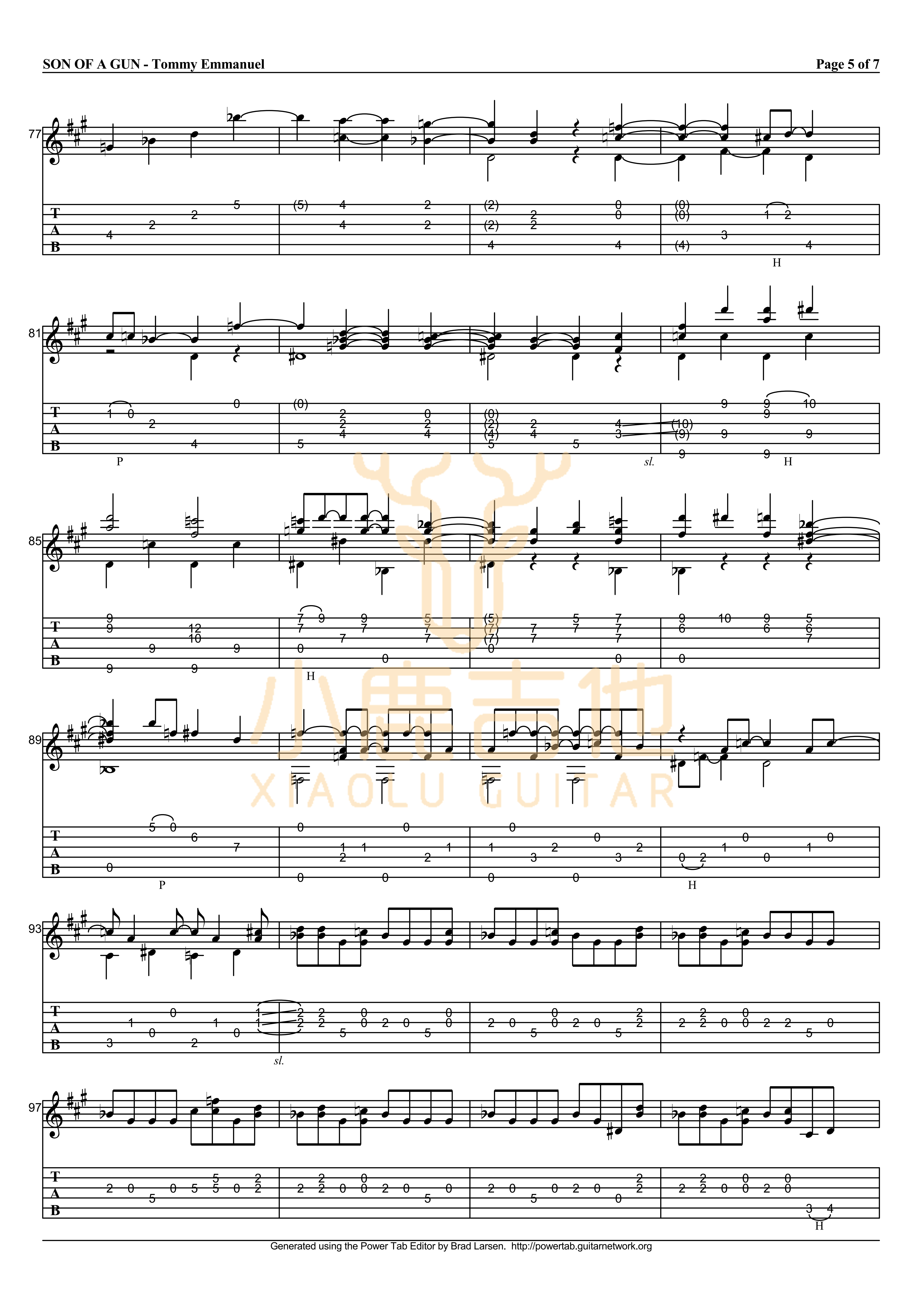 Tommy Emmanuel Son Of A Gun吉他谱 指弹六线谱