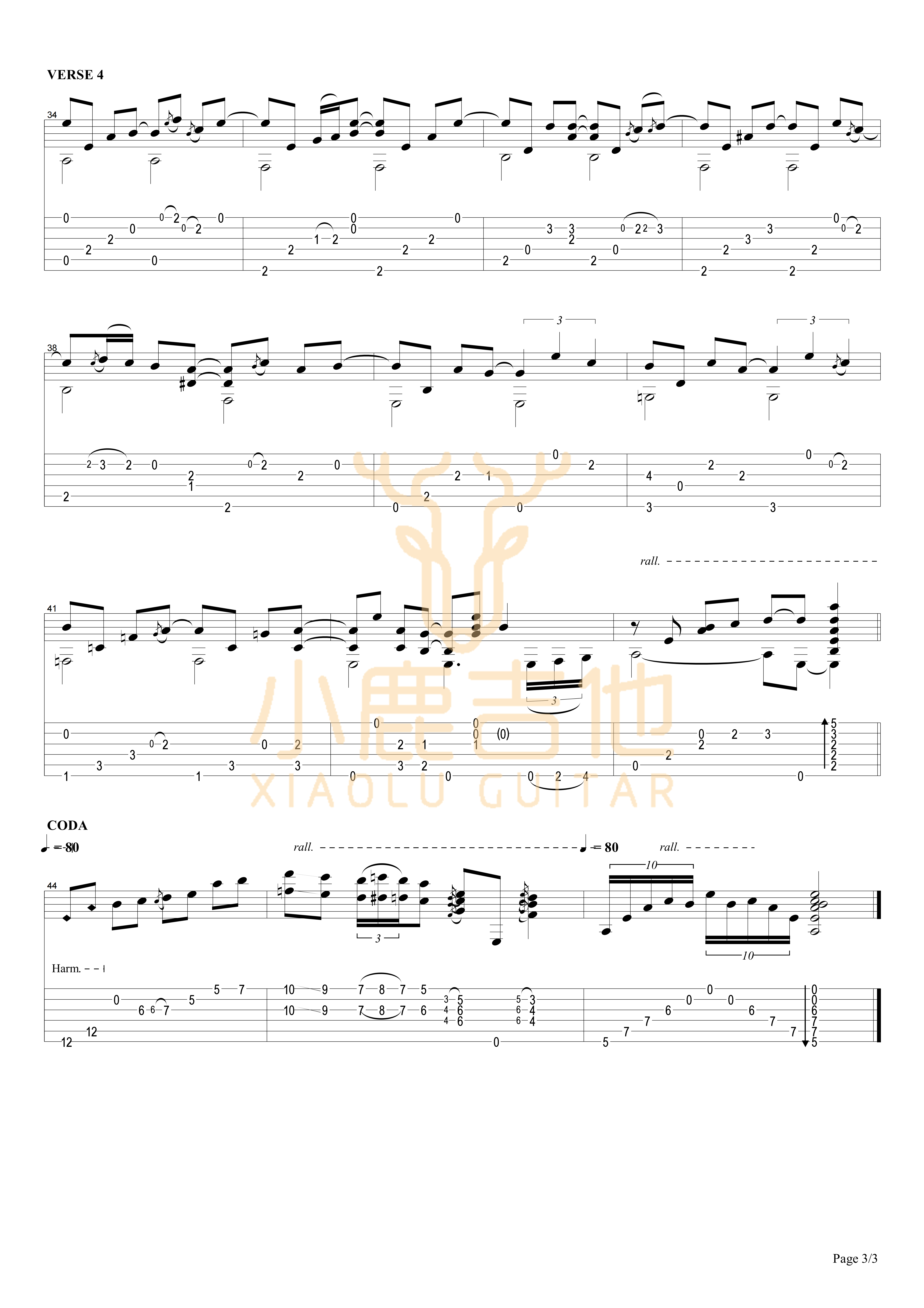 Tommy Emmanuel Stay Close To Me吉他谱 指弹六线谱