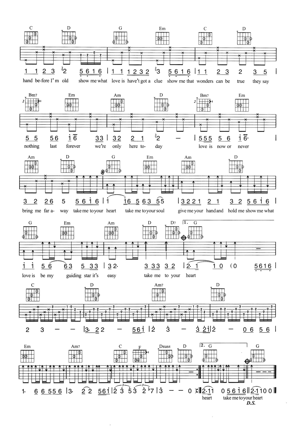 Michael Learns To Roc Take Me To Your Heart吉他谱G调