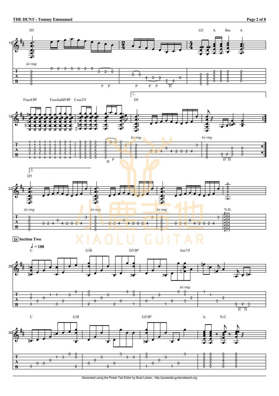 Tommy Emmanuel The Hunt吉他谱 指弹六线谱