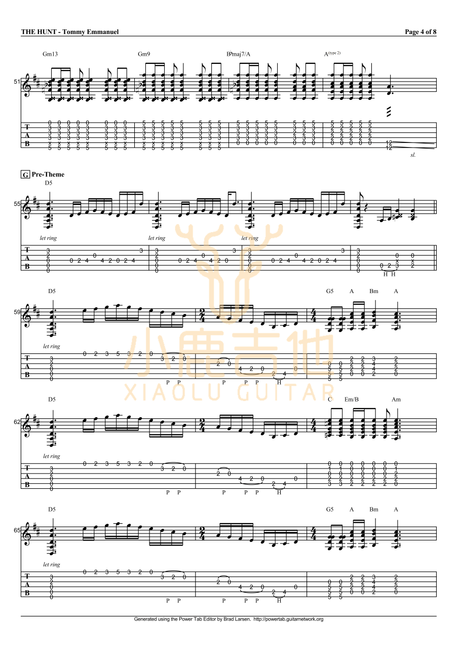 Tommy Emmanuel The Hunt吉他谱 指弹六线谱