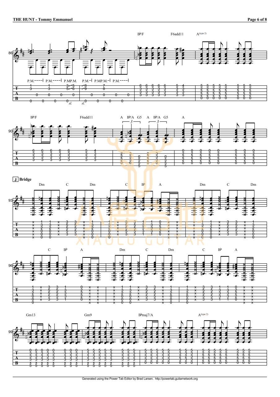 Tommy Emmanuel The Hunt吉他谱 指弹六线谱