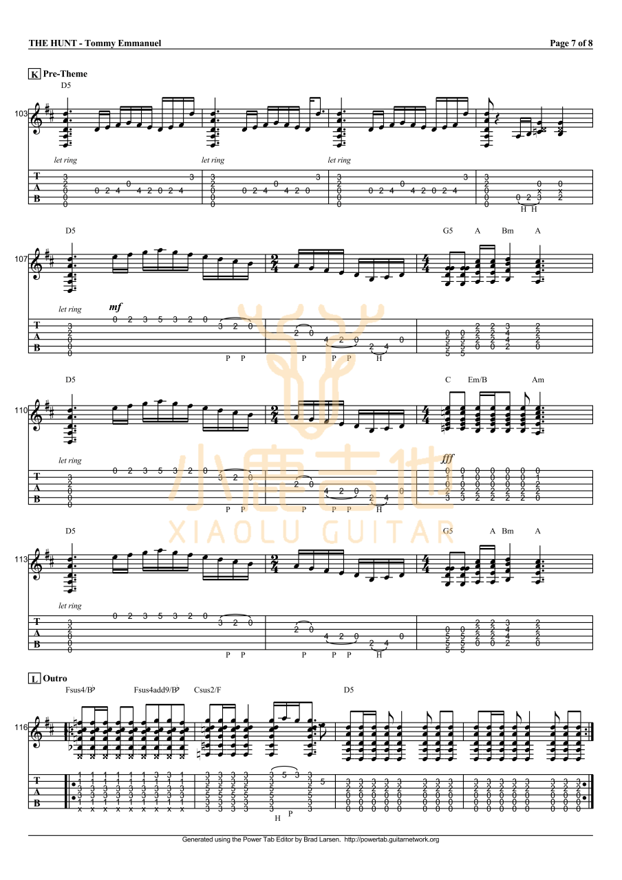 Tommy Emmanuel The Hunt吉他谱 指弹六线谱