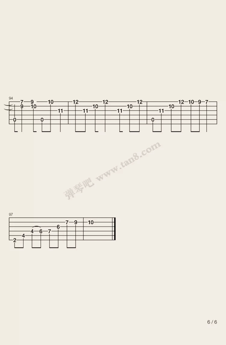 纯音乐 The truth that you leave指弹谱