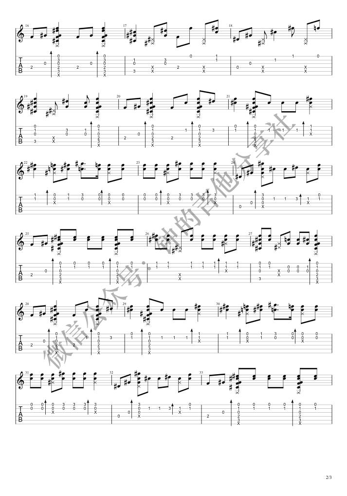 Shakira Try Everything吉他谱 指弹六线谱