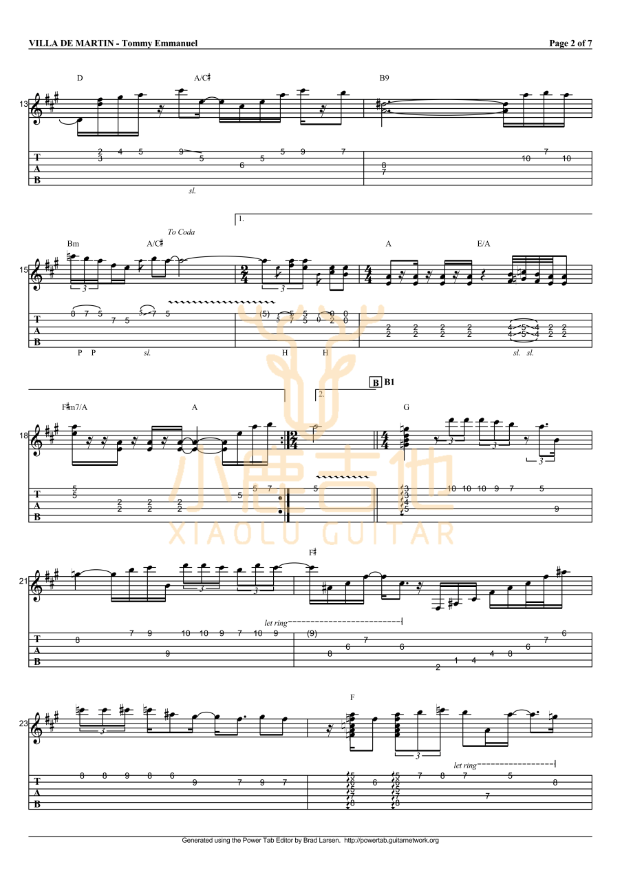 Tommy Emmanuel Villa de Martin吉他谱 指弹六线谱