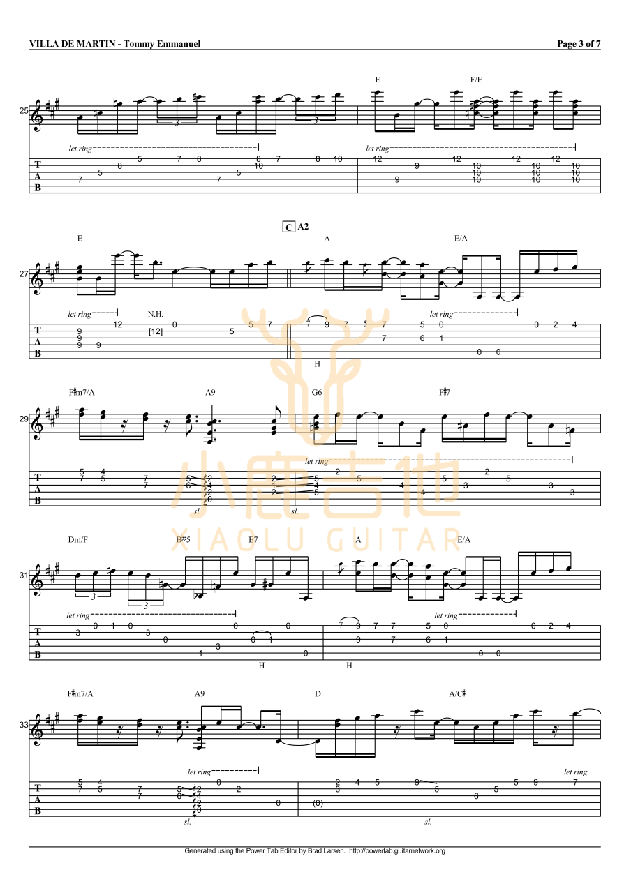 Tommy Emmanuel Villa de Martin吉他谱 指弹六线谱