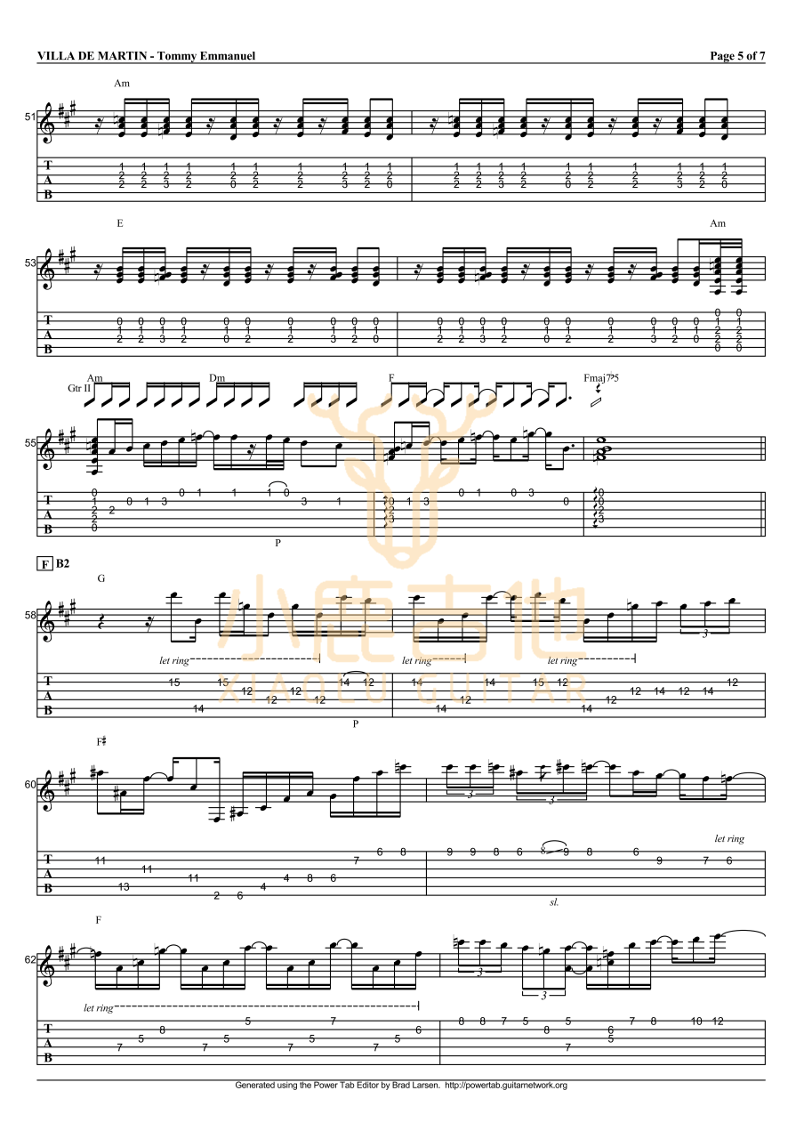 Tommy Emmanuel Villa de Martin吉他谱 指弹六线谱